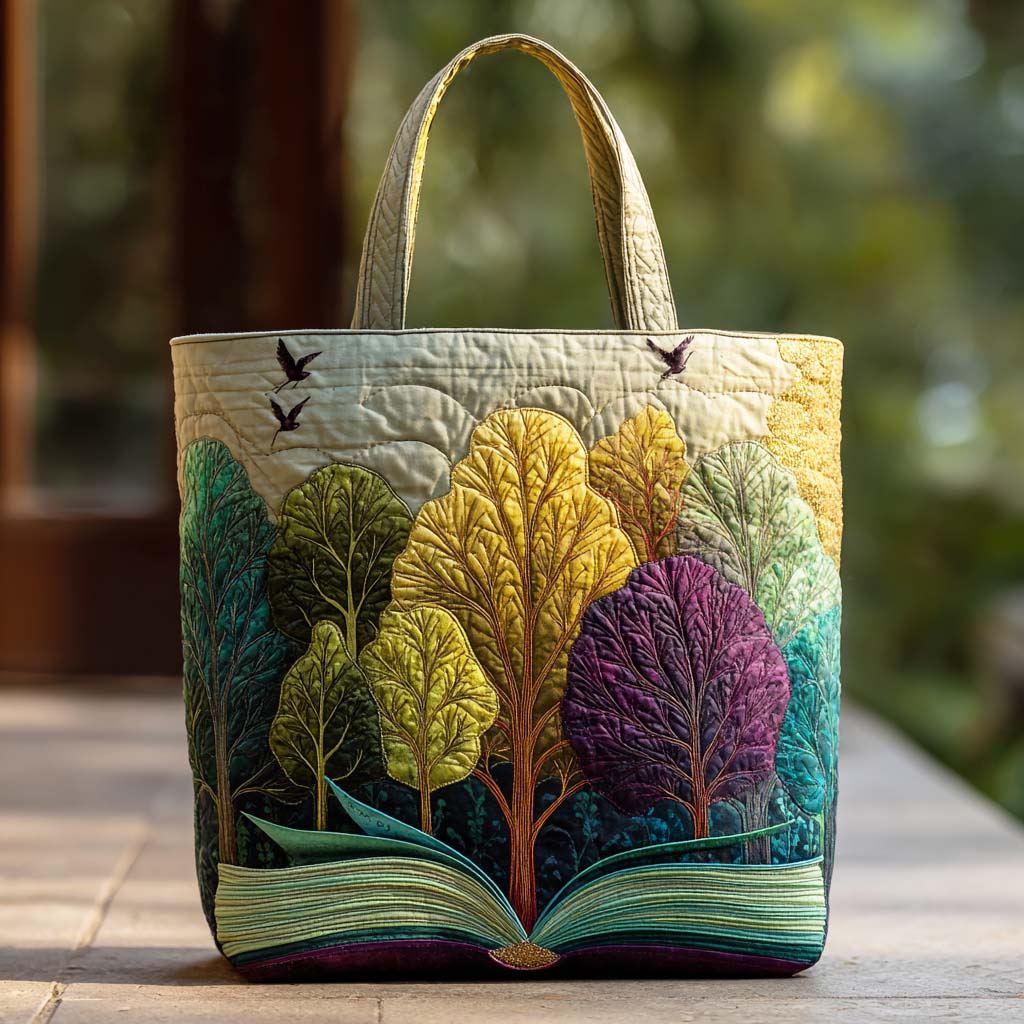 Forest Page Quilted Tote Bag Great Book Lover Gifts