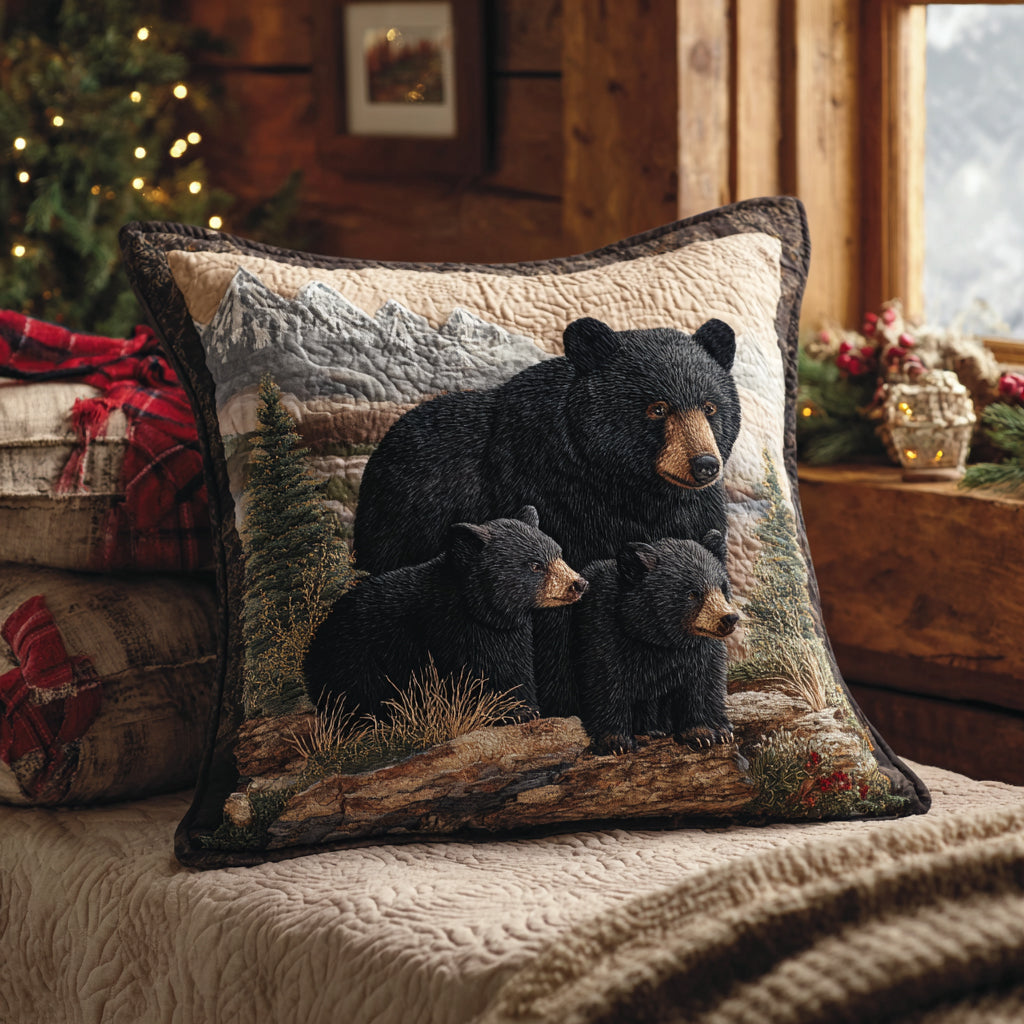 Forest Path Black Bear Quilted Pillow Case Christmas Pillow Covers Gifts For My Mother In Law