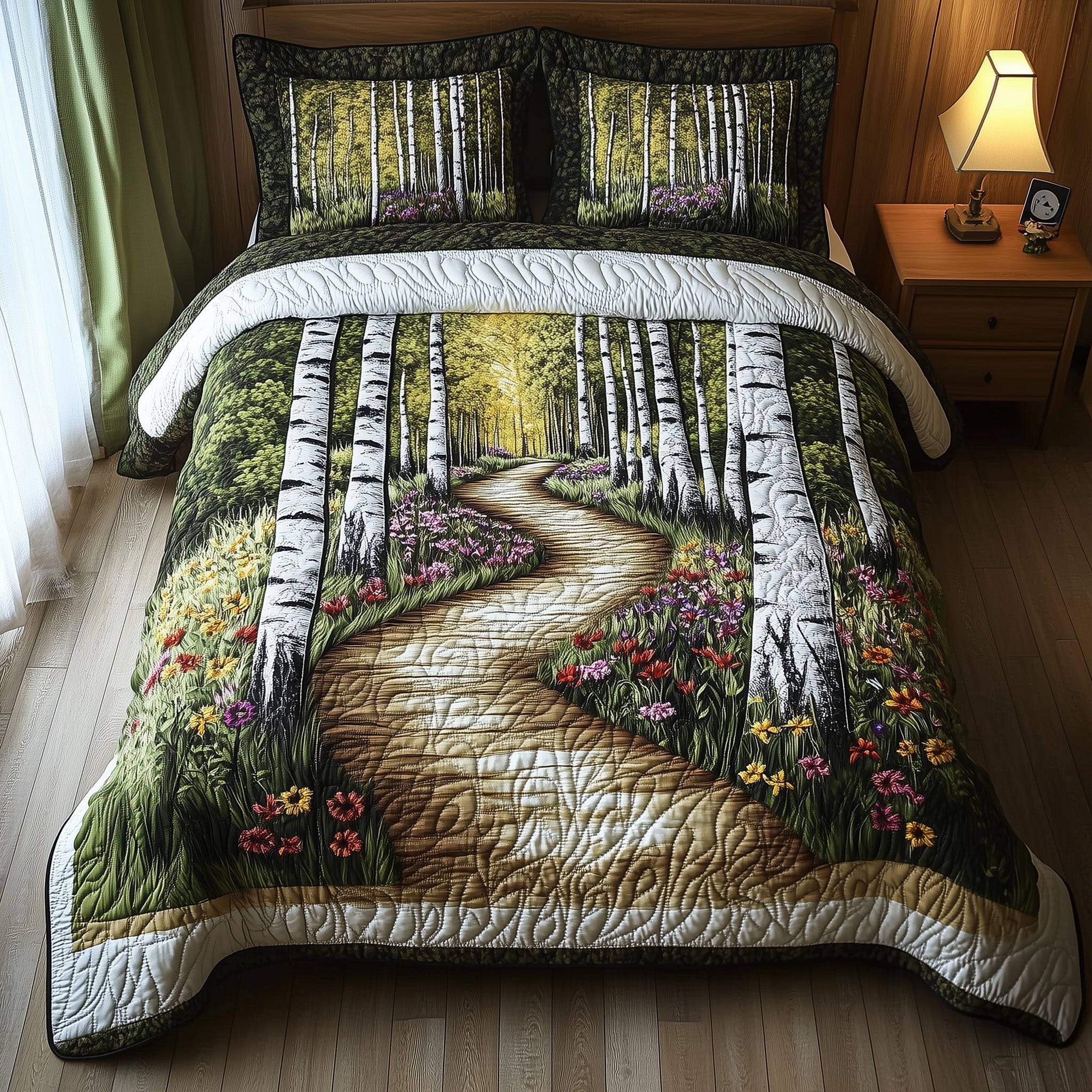 Forest Path Dreams Quilted Bedding Set Duvet Cover Merchandise Cozy Fall Gift Ideas