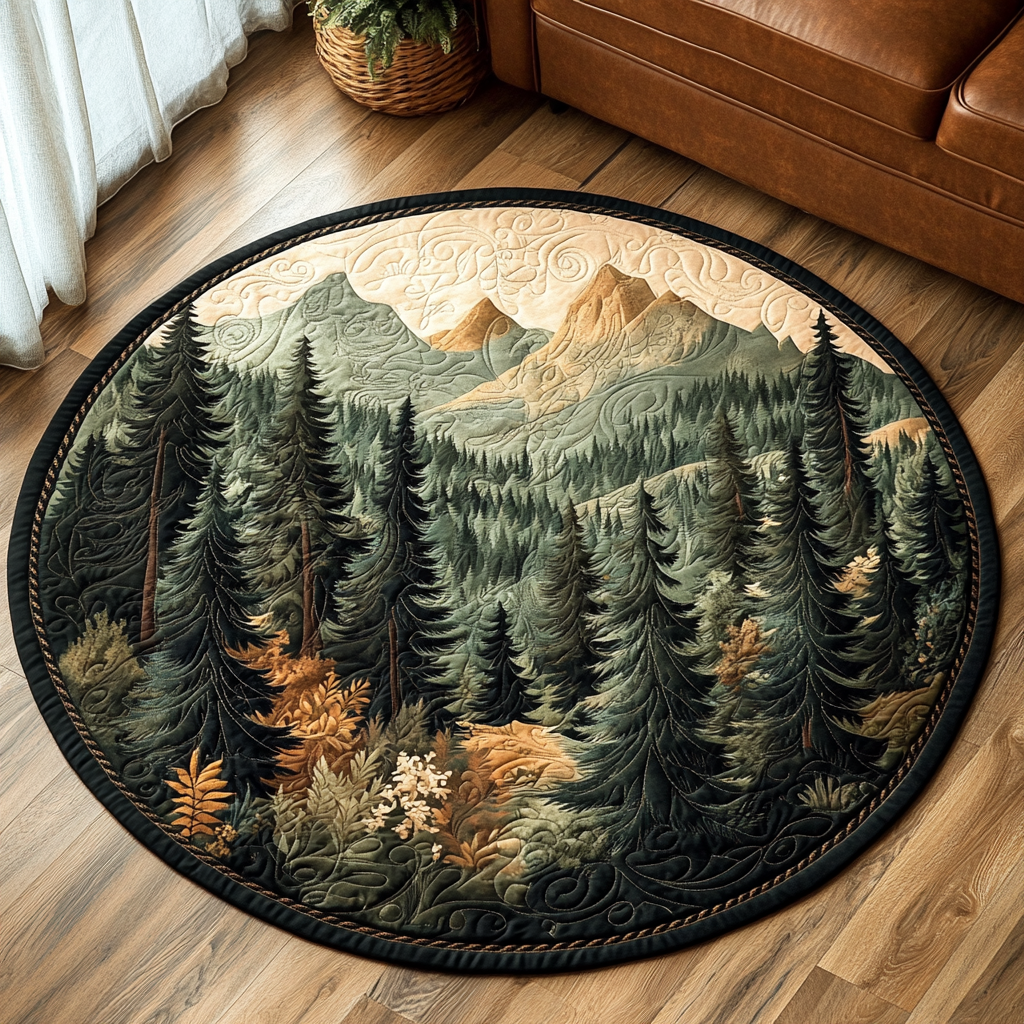 Forest Path Quilted Round Mat Front Door Decor Tree Of Life Gifts Mother'S Day