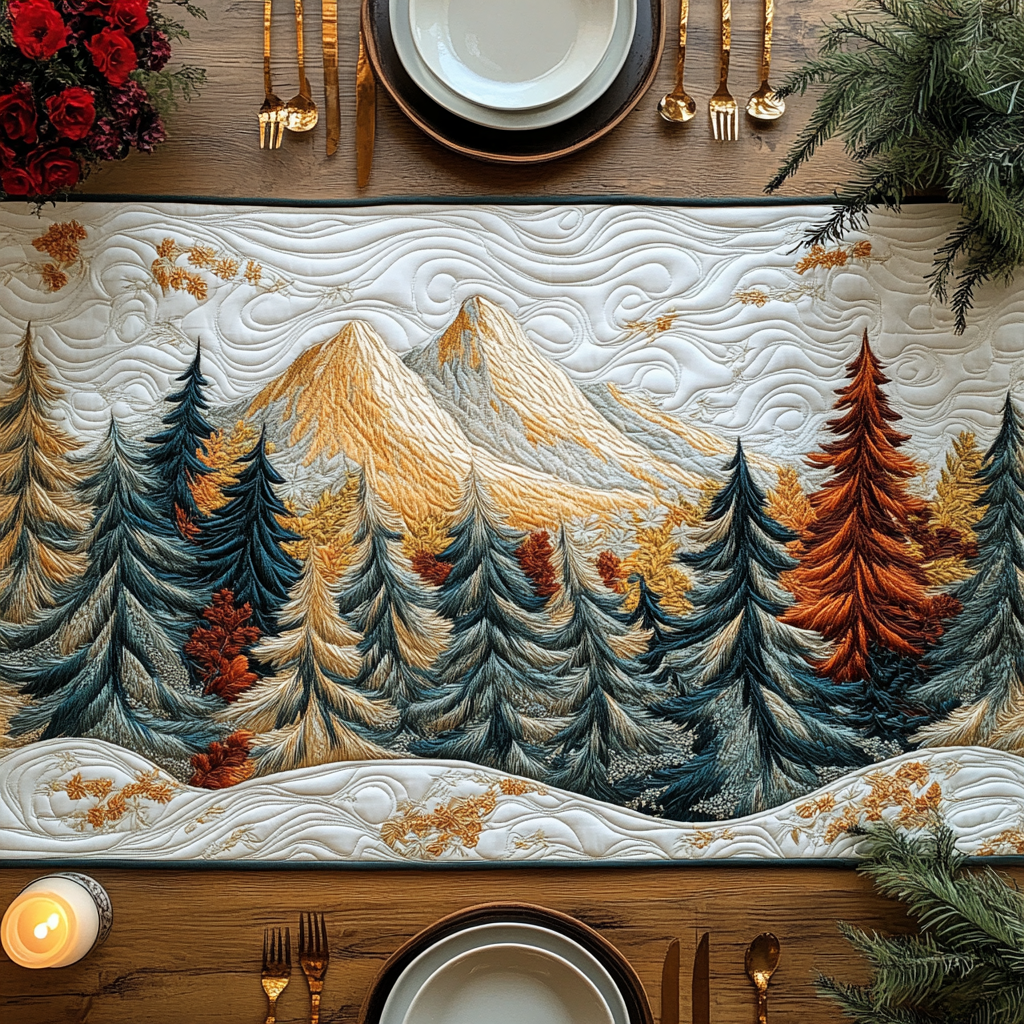 Forest Path Quilted Table Runner Kitchen Table Decor Ideas Gifts For Someone Who Loves Nature