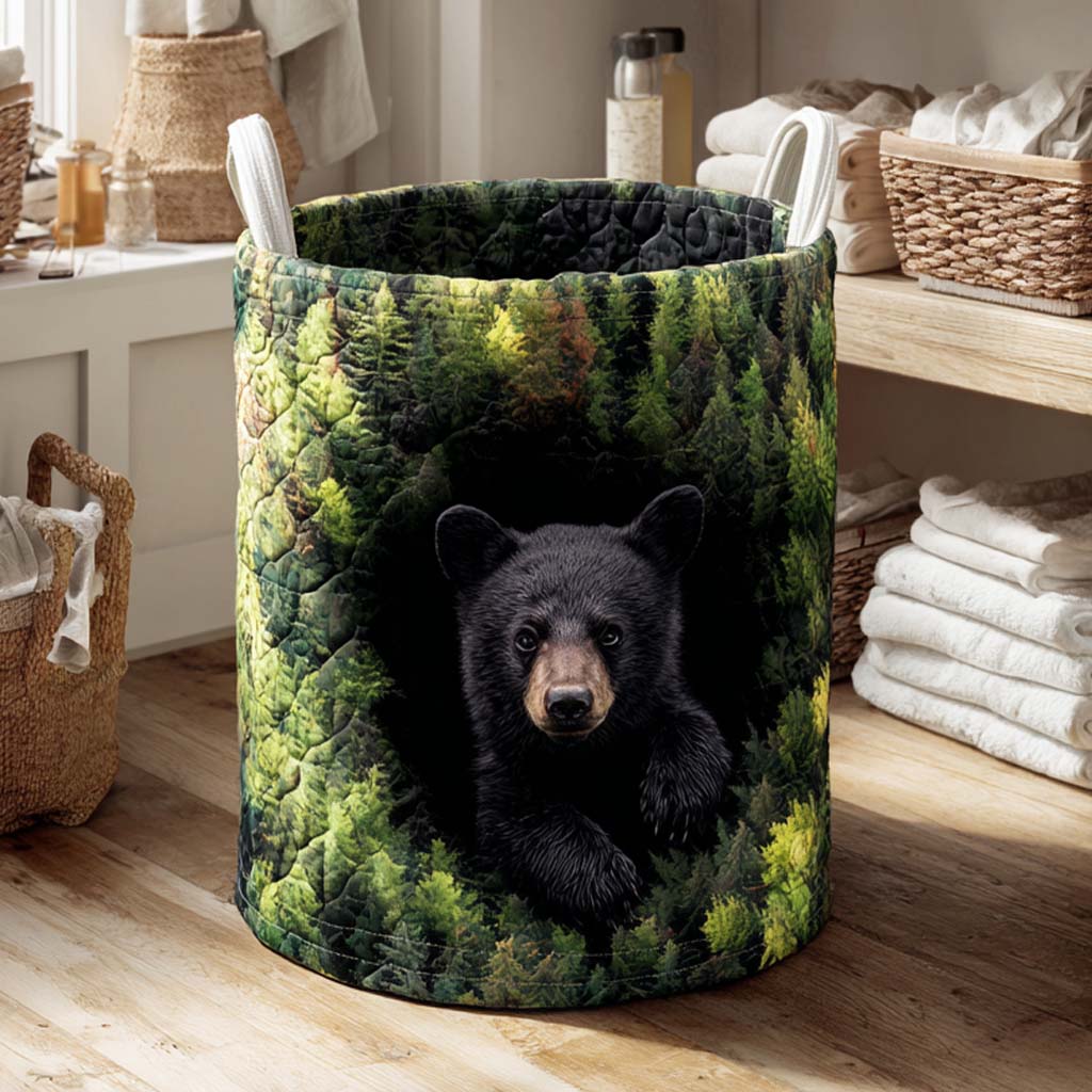Forest Peek Quilted Laundry Basket Useful Quilted Laundry Basket Gift for Housewarming