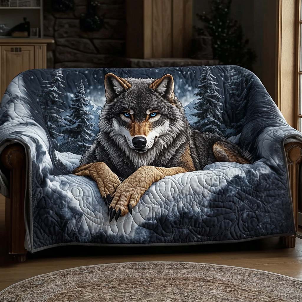 Forest Phantom Quilted Sofa Cover Home Decorattions Unique Gifts For Wolf Lovers