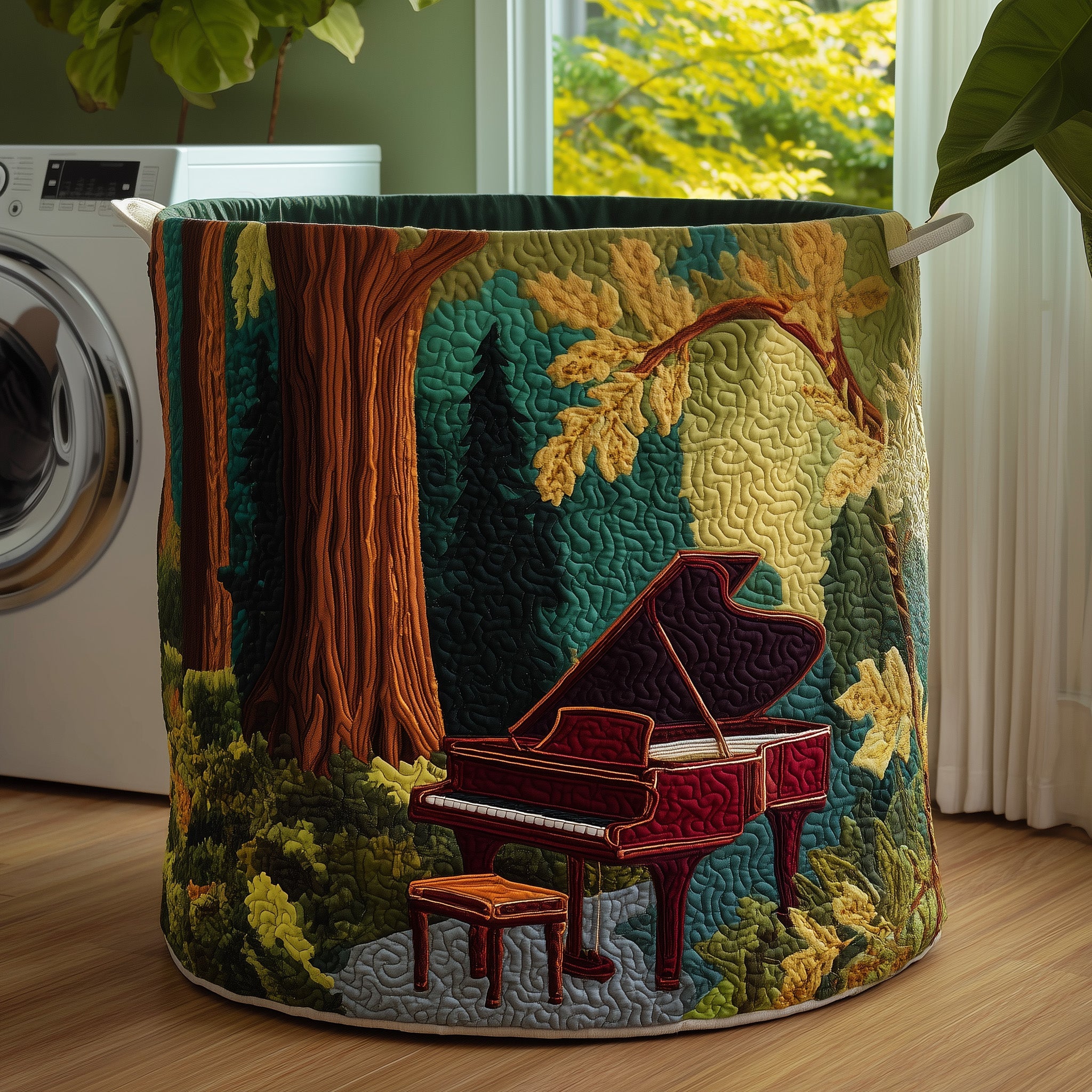 Forest Piano Quilted Laundry Basket Top Choice For Housewarming
