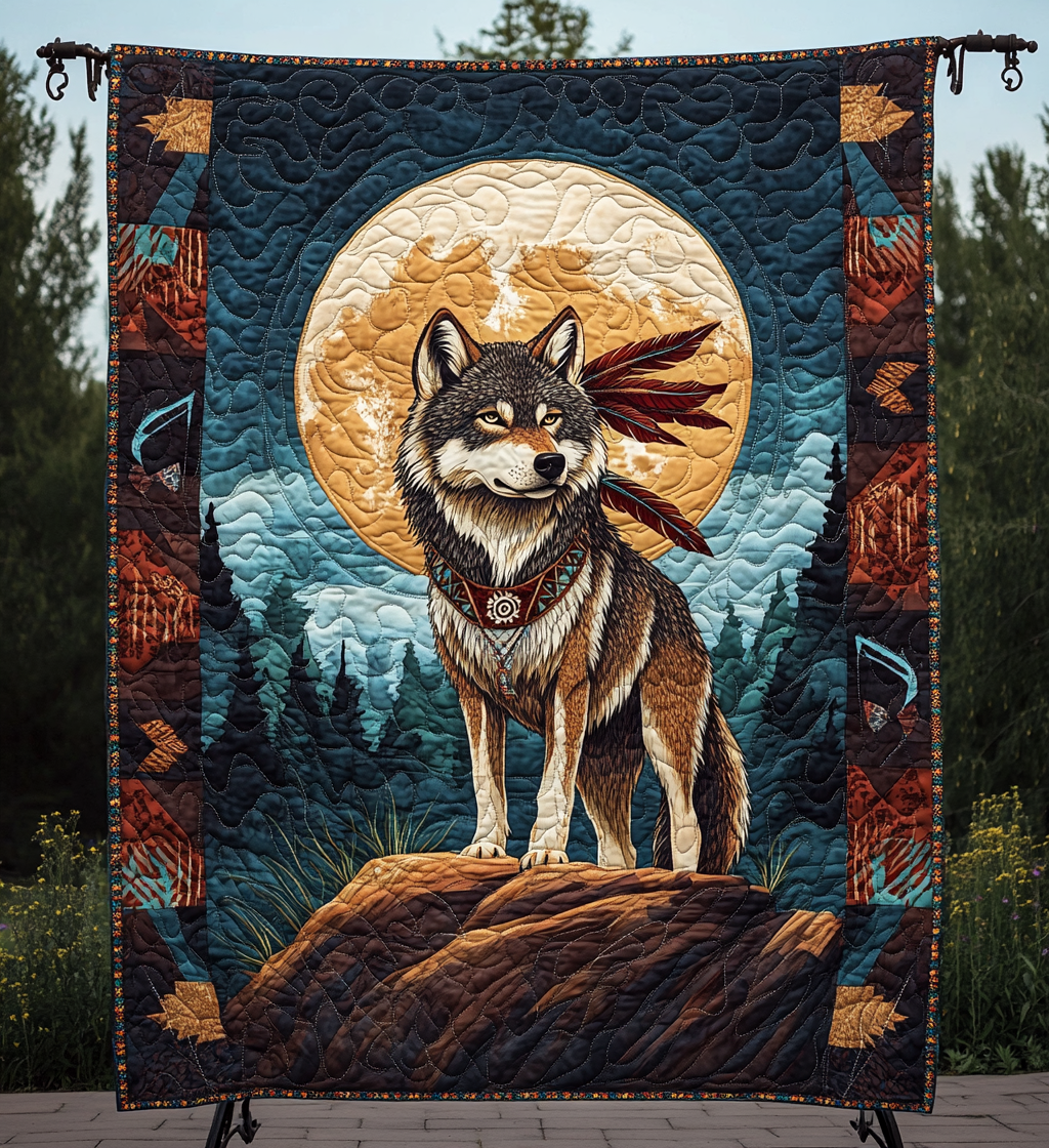 Forest Protector Quilted Blanket Unique Wolf Blanket Presents For Wolf Lovers
