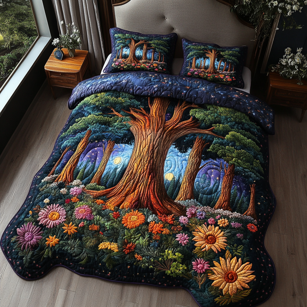 Forest Quilted Bedding Set Bedroom Decorations Best Unique Gifts For Bear Lovers