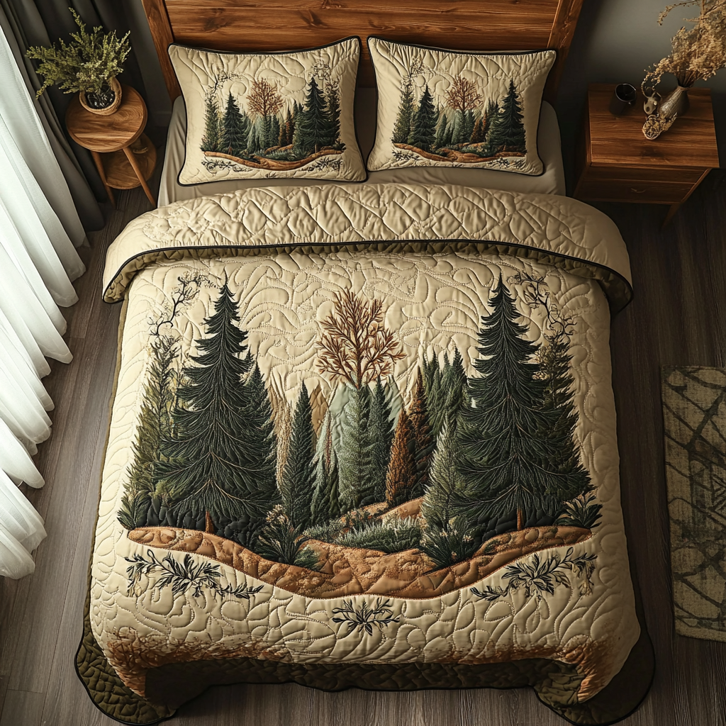 Forest Quilted Bedding Set Bedroom Decorations Best Unique Gifts For Bear Lovers