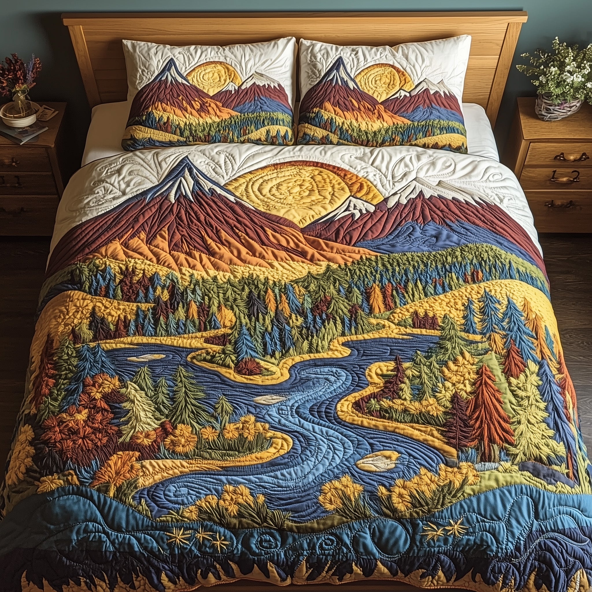 Forest Quilted Bedding Set Duvet Cover Bed Sheet Christmas Gift Ideas For Family Gift Exchange