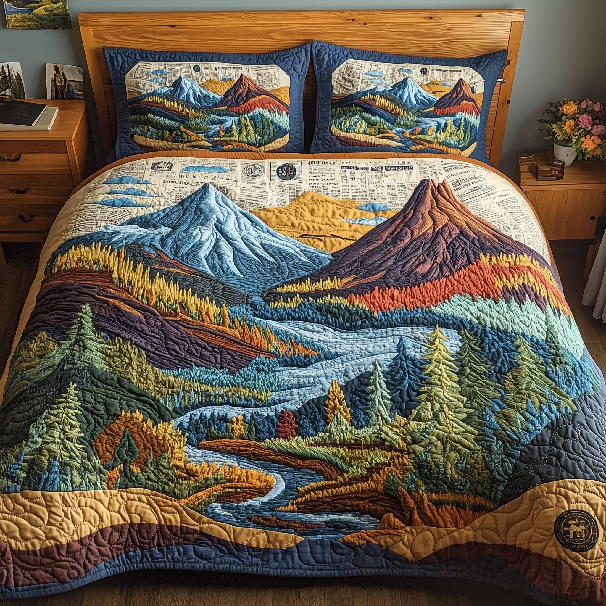 Forest Quilted Bedding Set Duvet Cover Bed Sheet Christmas Presents For Son In Law