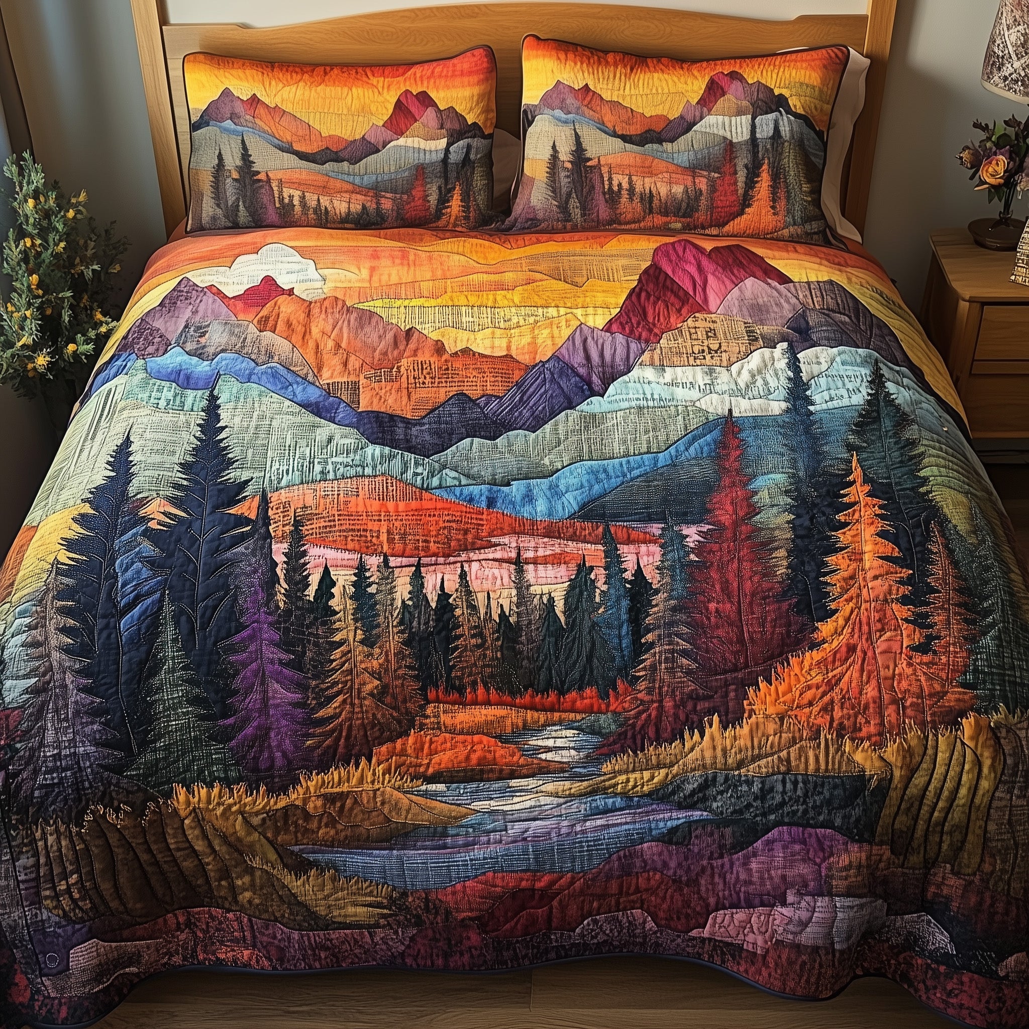 Forest Quilted Bedding Set Duvet Cover Bed Sheet Son In Law Christmas Presents