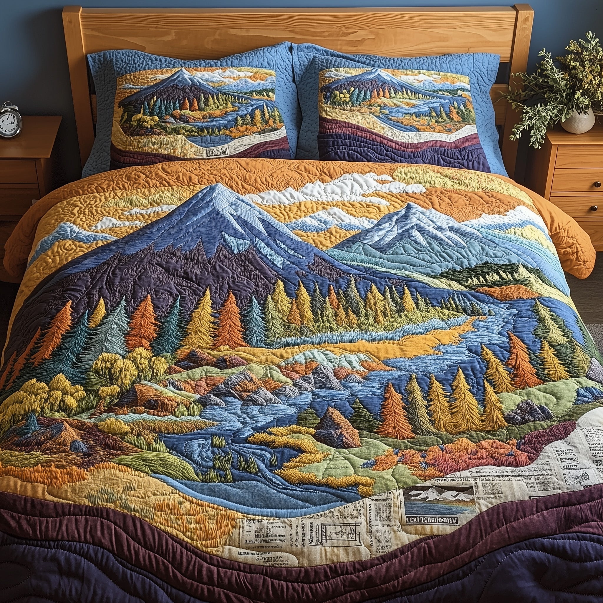 Forest Quilted Bedding Set Duvet Cover Bed Sheet Xmas Gifts For Father In Law