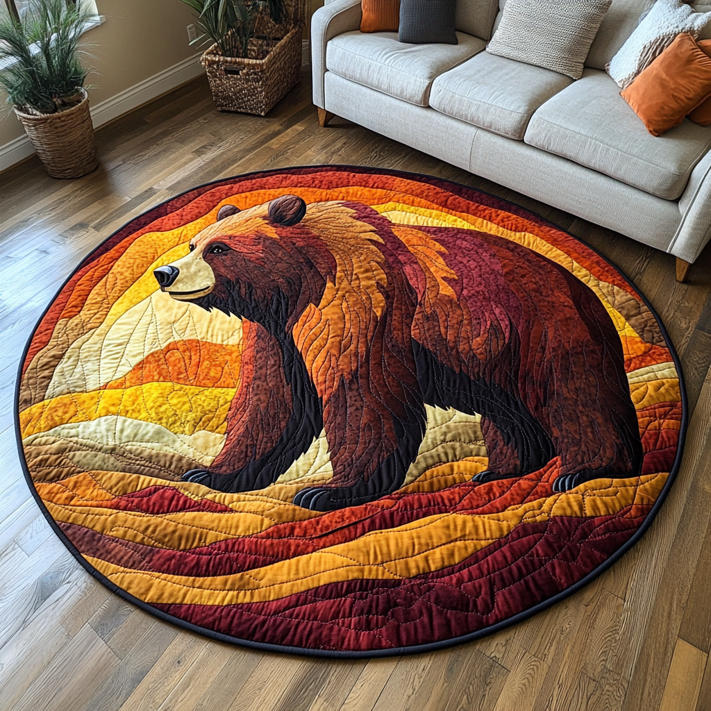 Forest Quilted Round Mat Foyer Christmas Decor Bear Theme Gifts