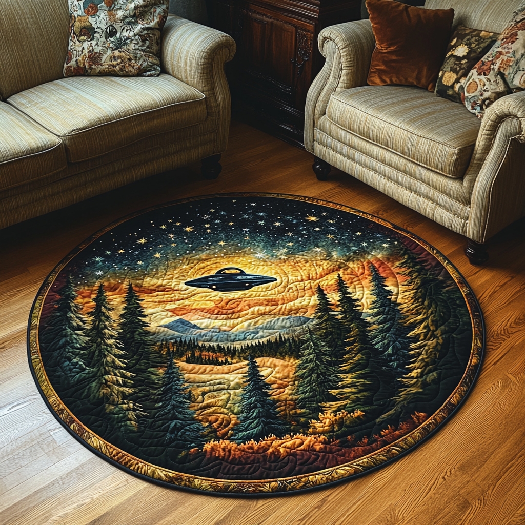 Forest Quilted Round Mat Outdoor Entryway Decor Forest Gift Shop