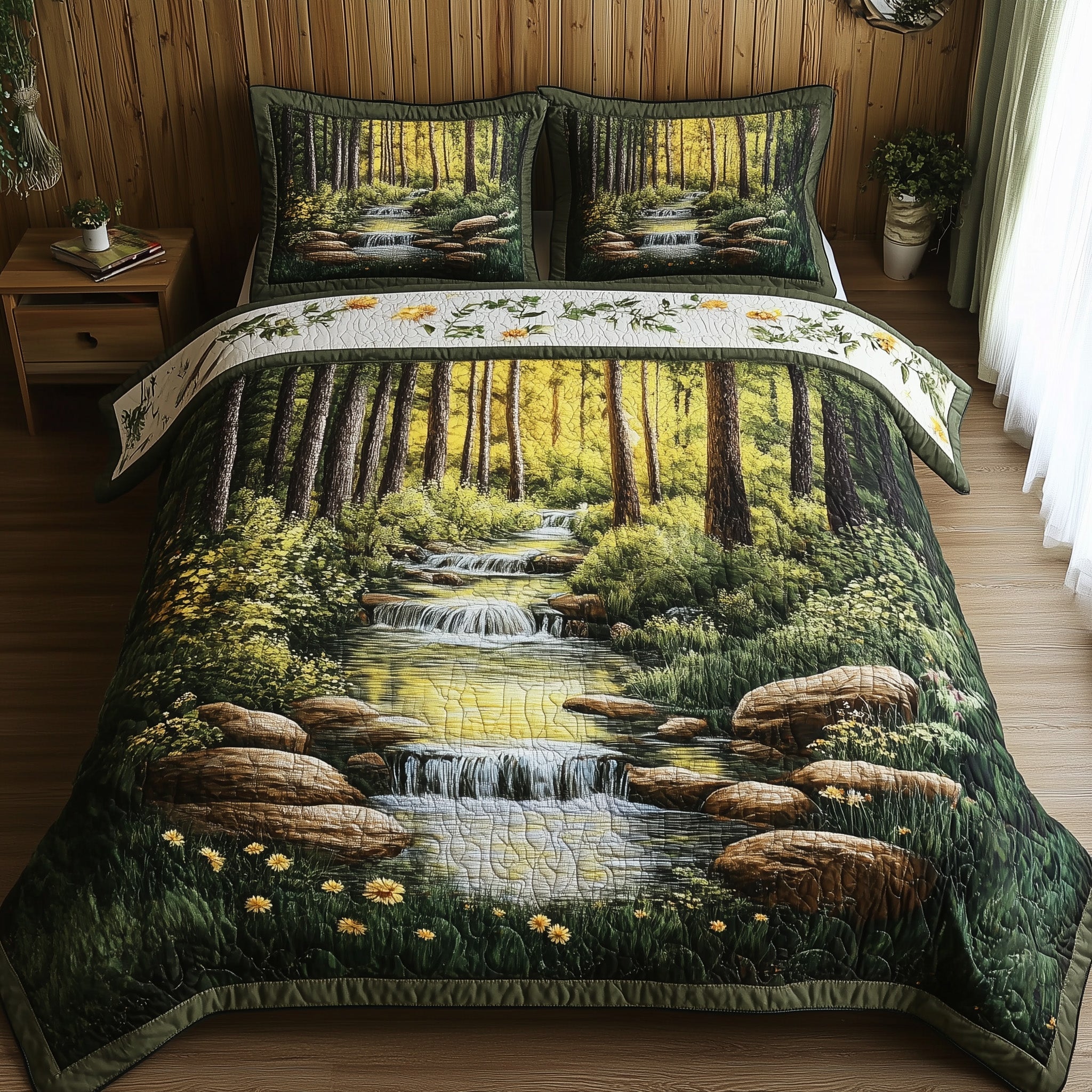 Forest Reflections Quilted Bedding Set Duvet Cover Merchandise Autumn Presents