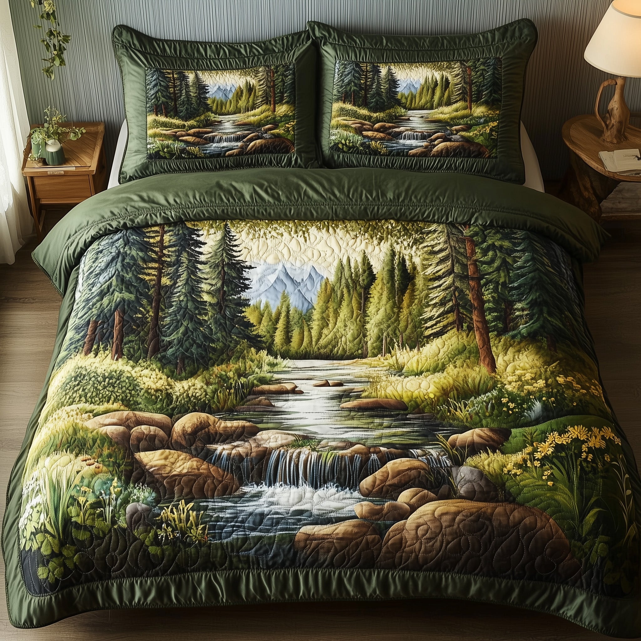 Forest Reflections Quilted Bedding Set Duvet Cover Merchandise Mid Autumn Festival Gift Ideas