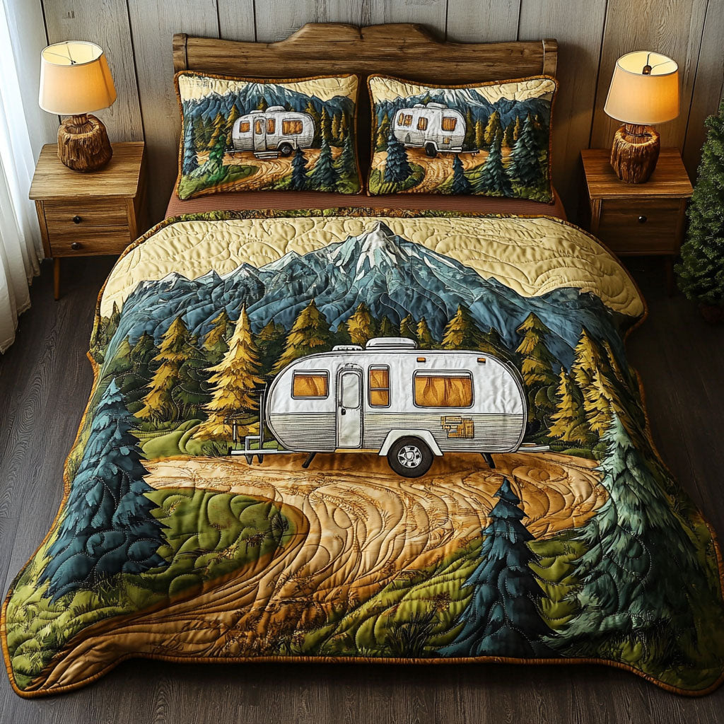 Forest Retreat Quilted Bedding Set Bed Decor Ideas Camping Gifts For Him