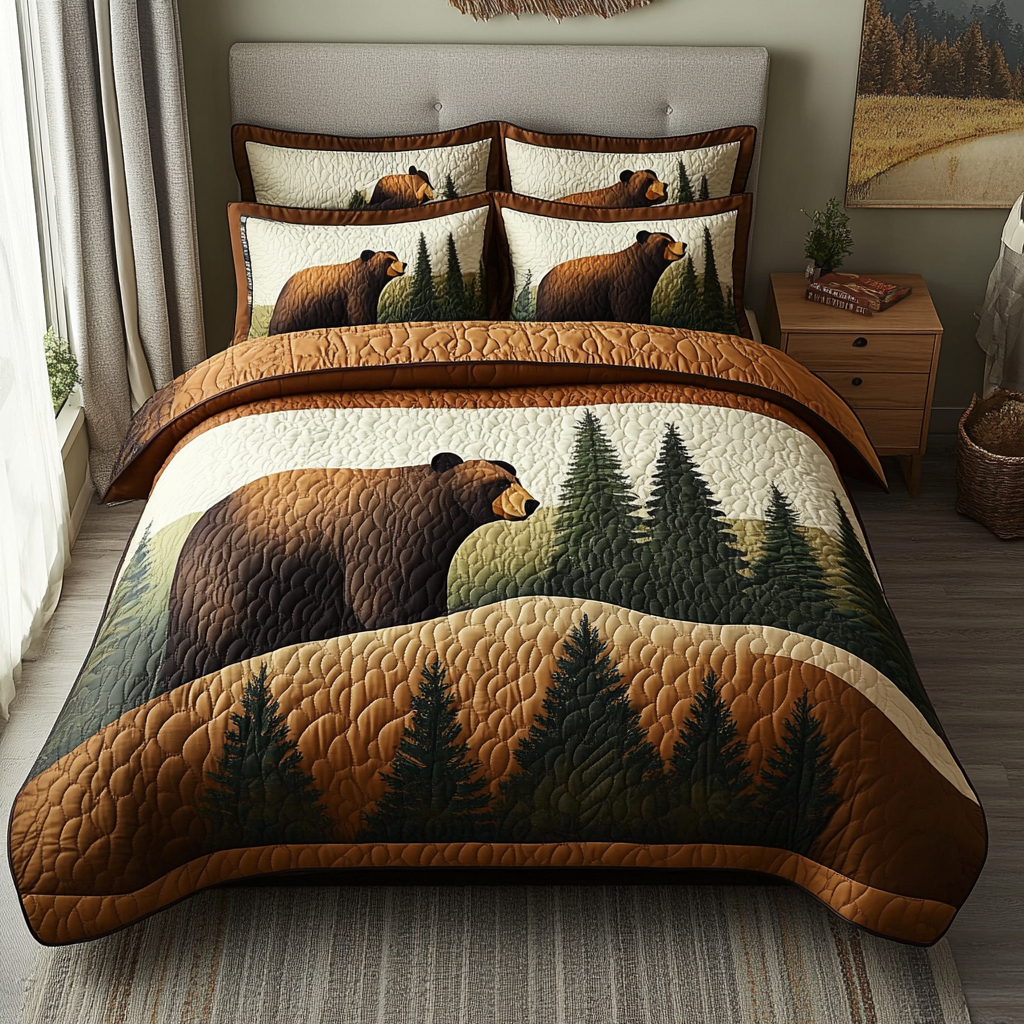 Forest Retreat Quilted Bedding Set Unique Bed Sheet Set Gift Ideas For Wildlife Lovers