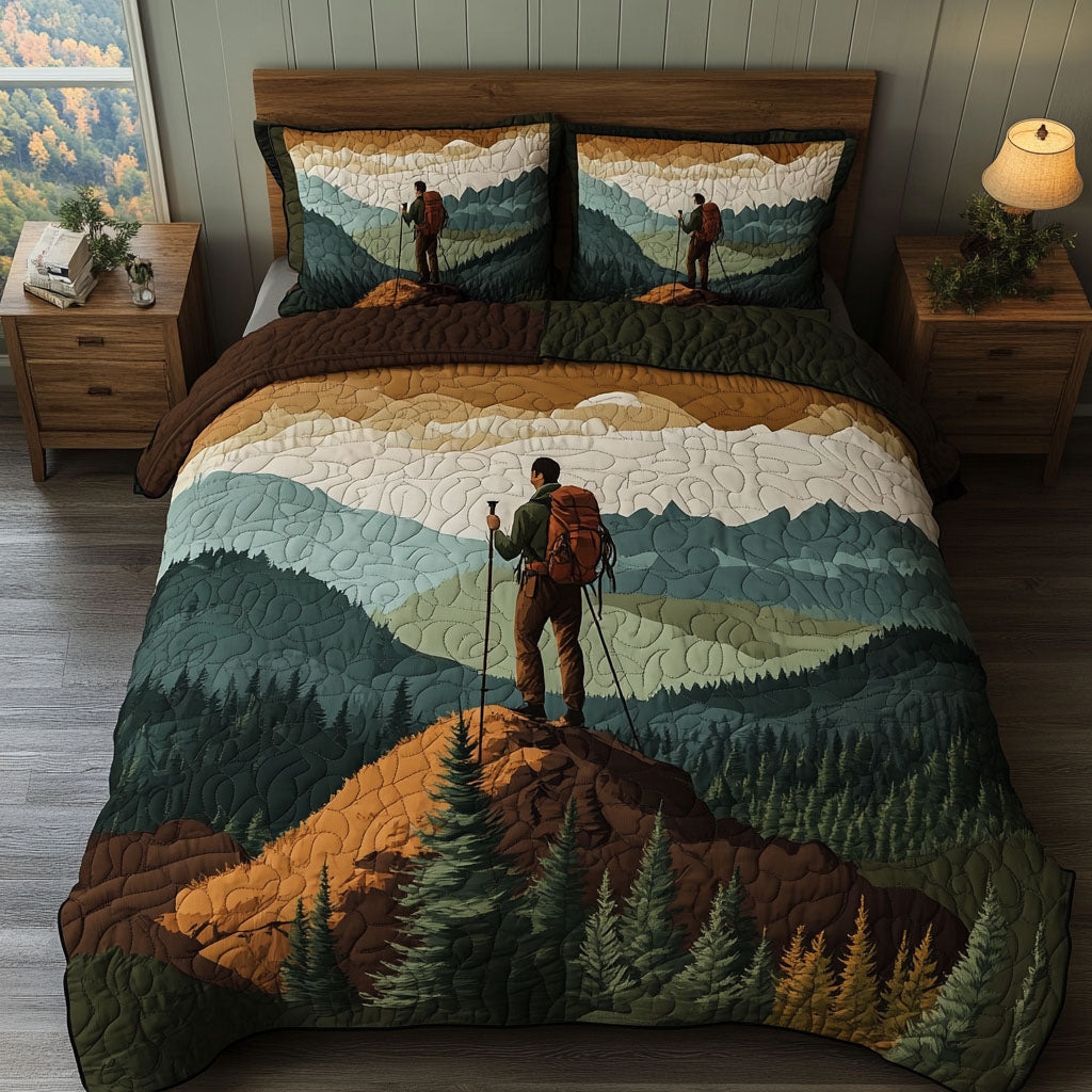 Forest Ridge Hike Quilted Bedding Set Cozy Bedroom Decor Gifts For Hiking Lovers