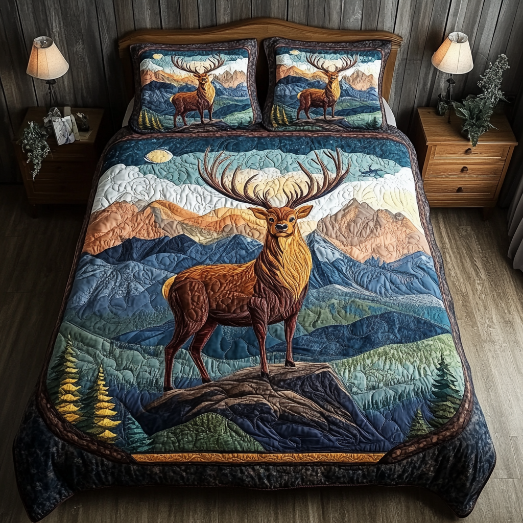 Forest Roam Quilted Bedding Set Christmas Bedding Duvet Cover Christmas Gifts For Wildlife Lovers