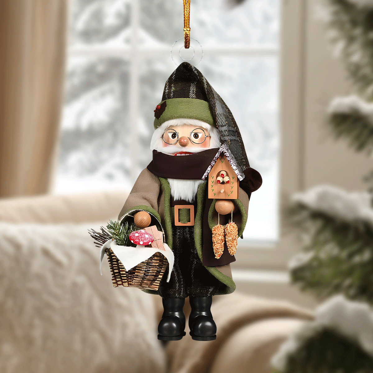 Forest Santa Nutcracker Mica Ornament