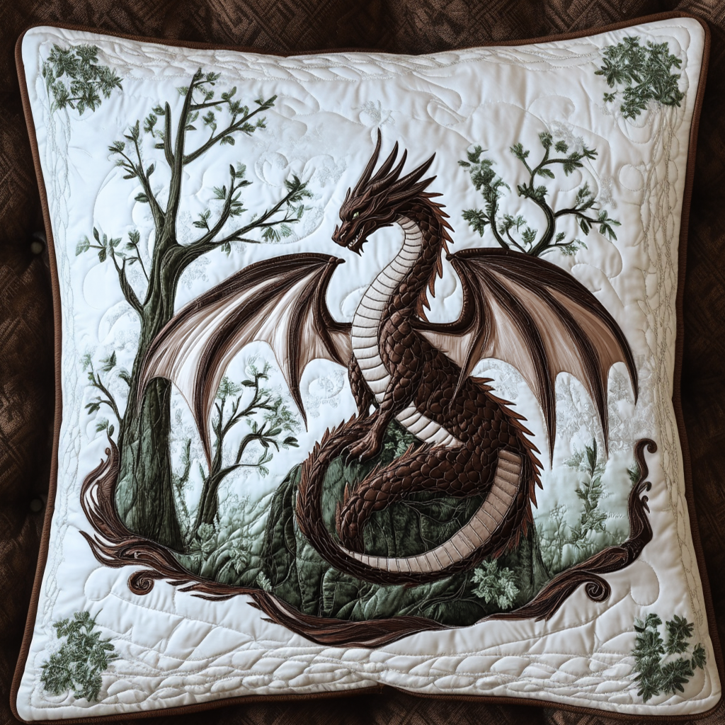 Forest Sentinel Quilted Pillow Case Best Cool Pillow Cases Unique Dragon Gifts