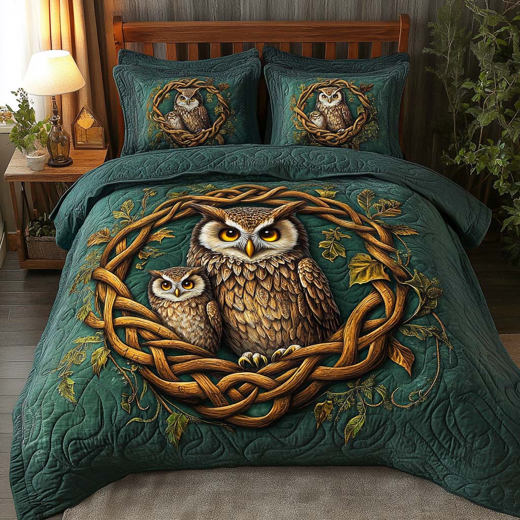 Forest Sentinels Quilted Bedding Set Comfortable Microfiber Bedding Set for Everyday Use
