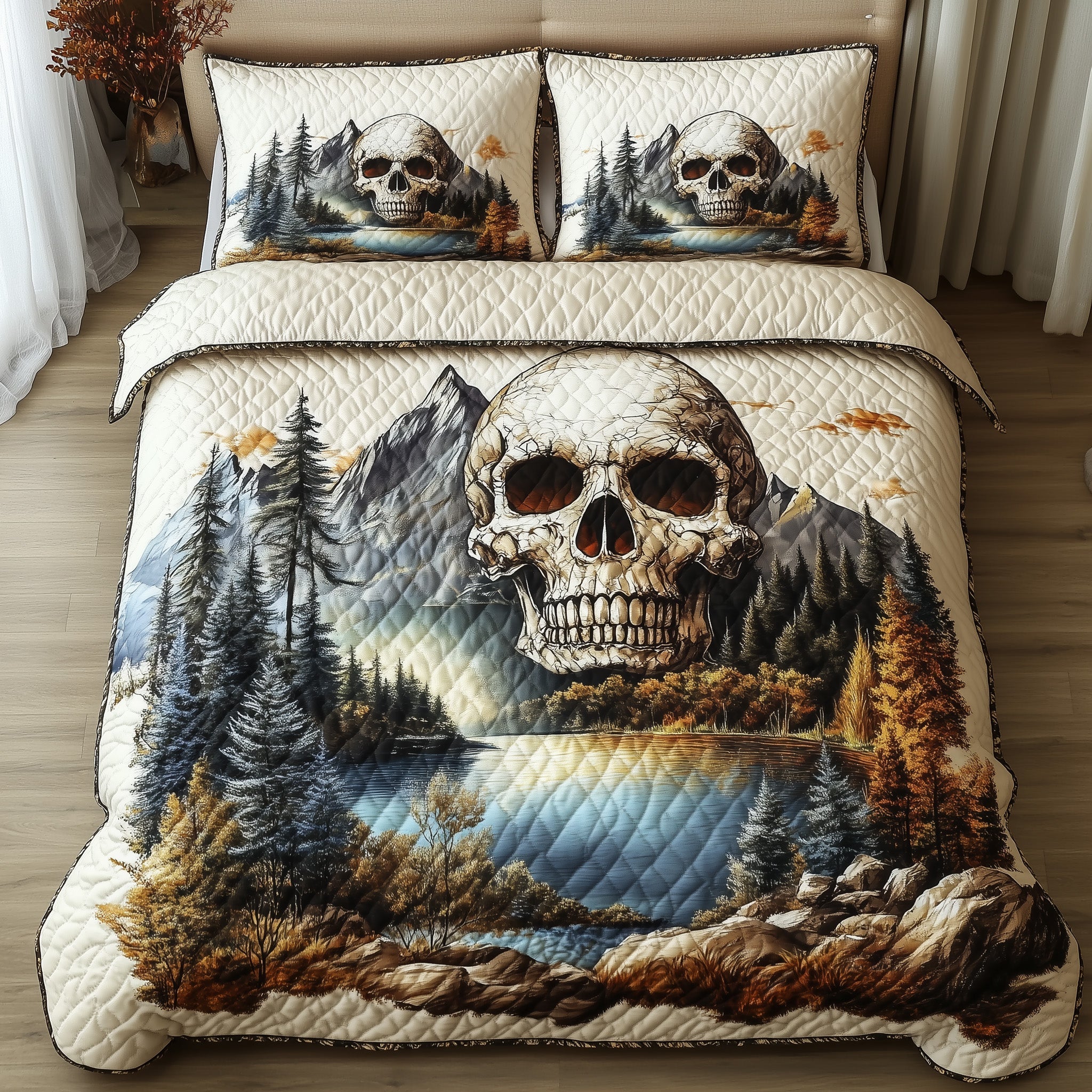 Forest Soul Quilted Bedding Set Duvet Cover Bed Sheet Cool Skull Gifts For Her
