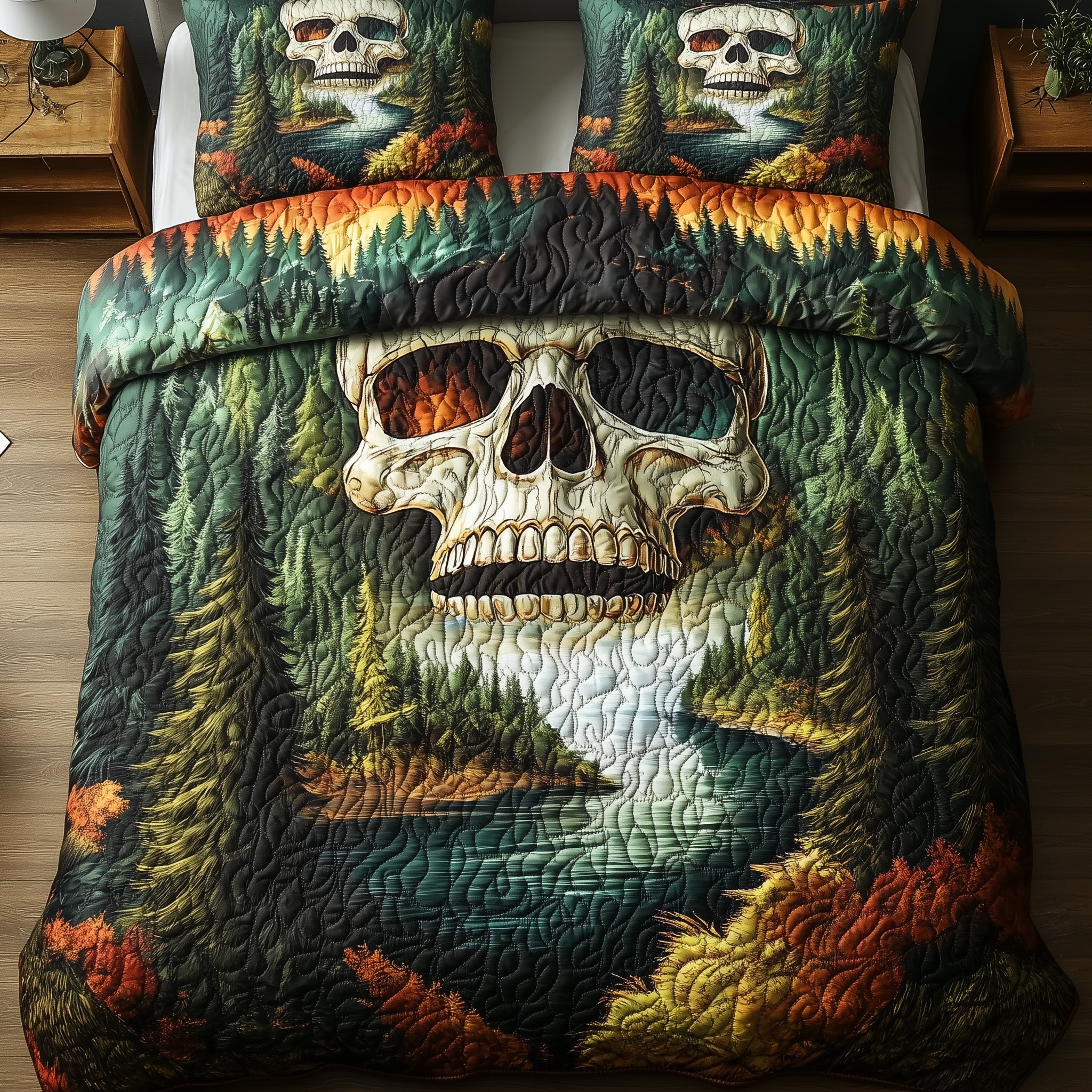 Forest Soul Quilted Bedding Set Duvet Cover Bed Sheet Skull Items For Gifts