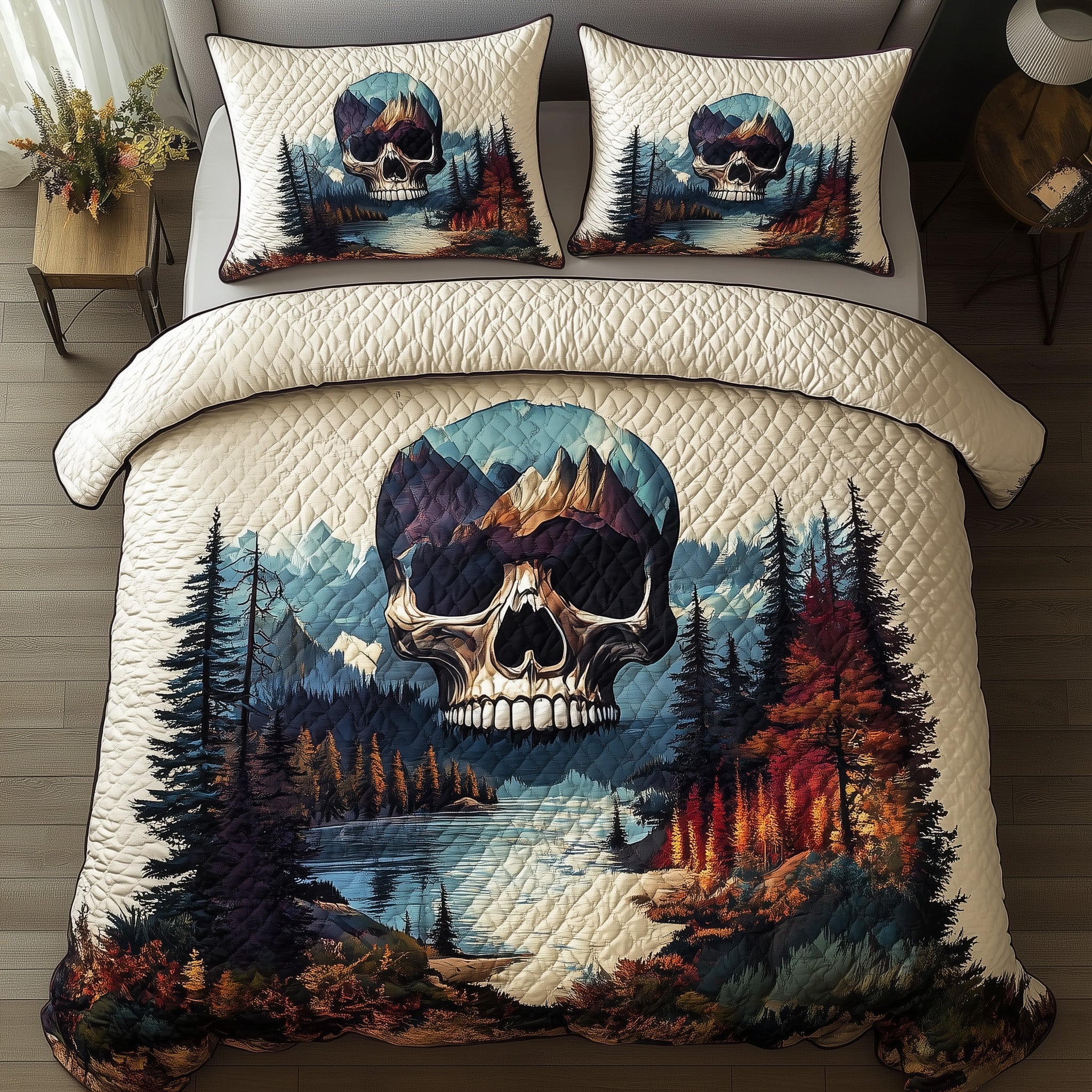 Forest Soul Quilted Bedding Set Duvet Cover Bed Sheet Unique Skull Gifts