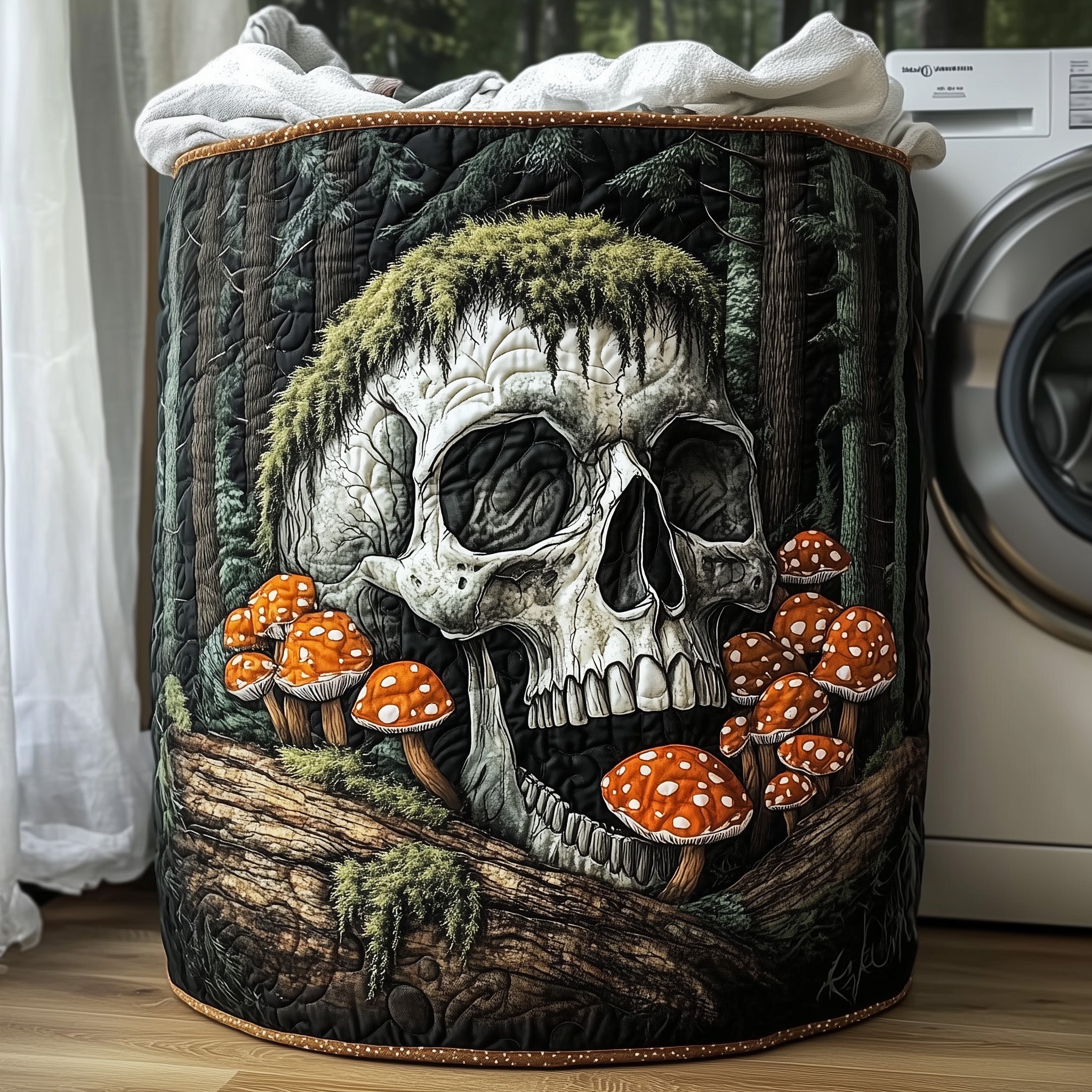 Forest Soul Quilted Laundry Basket Fabric Clothes Basket Storage Gifts For Mushroom Lovers