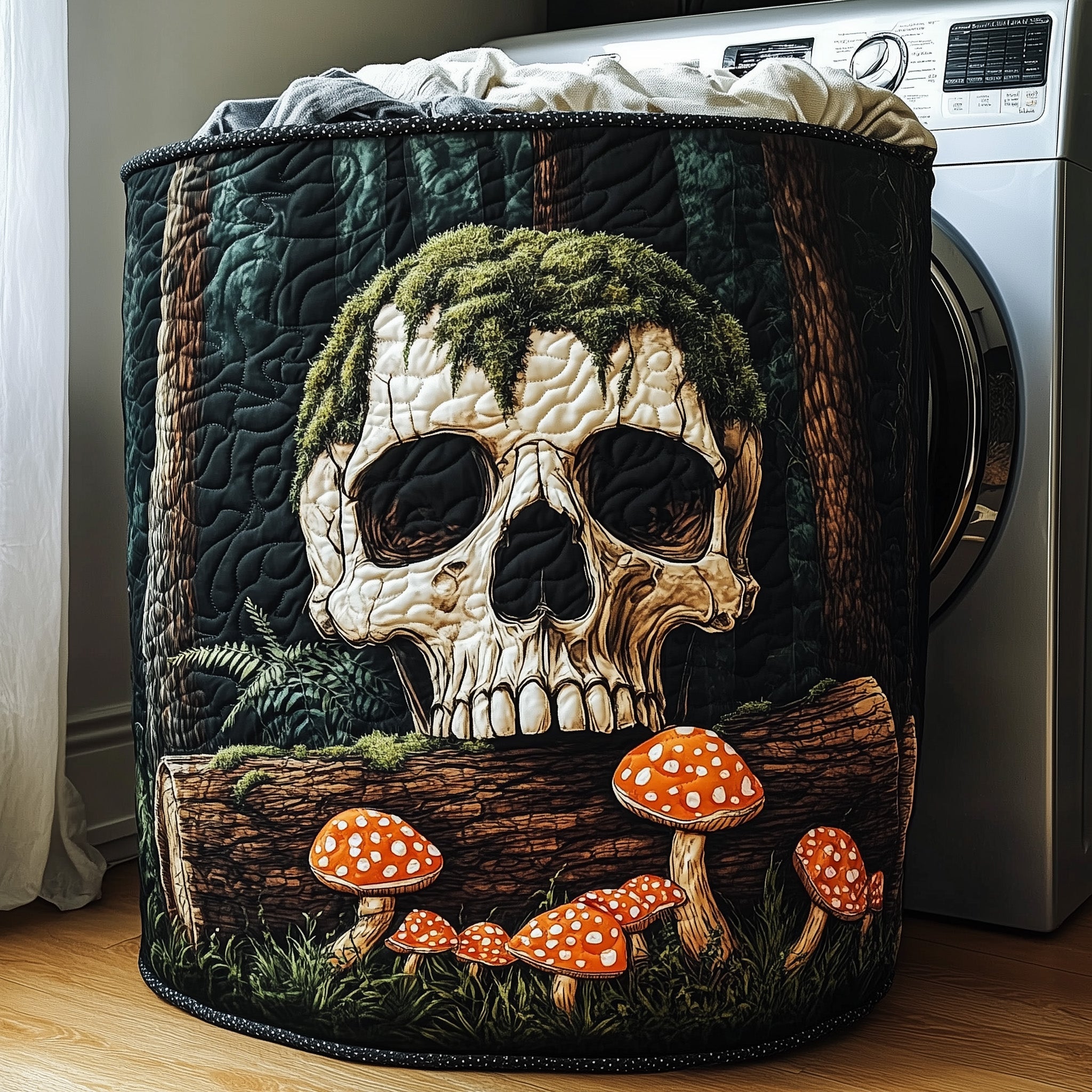 Forest Soul Quilted Laundry BasketFabric Clothes Basket Storage Gift For Skull Lovers