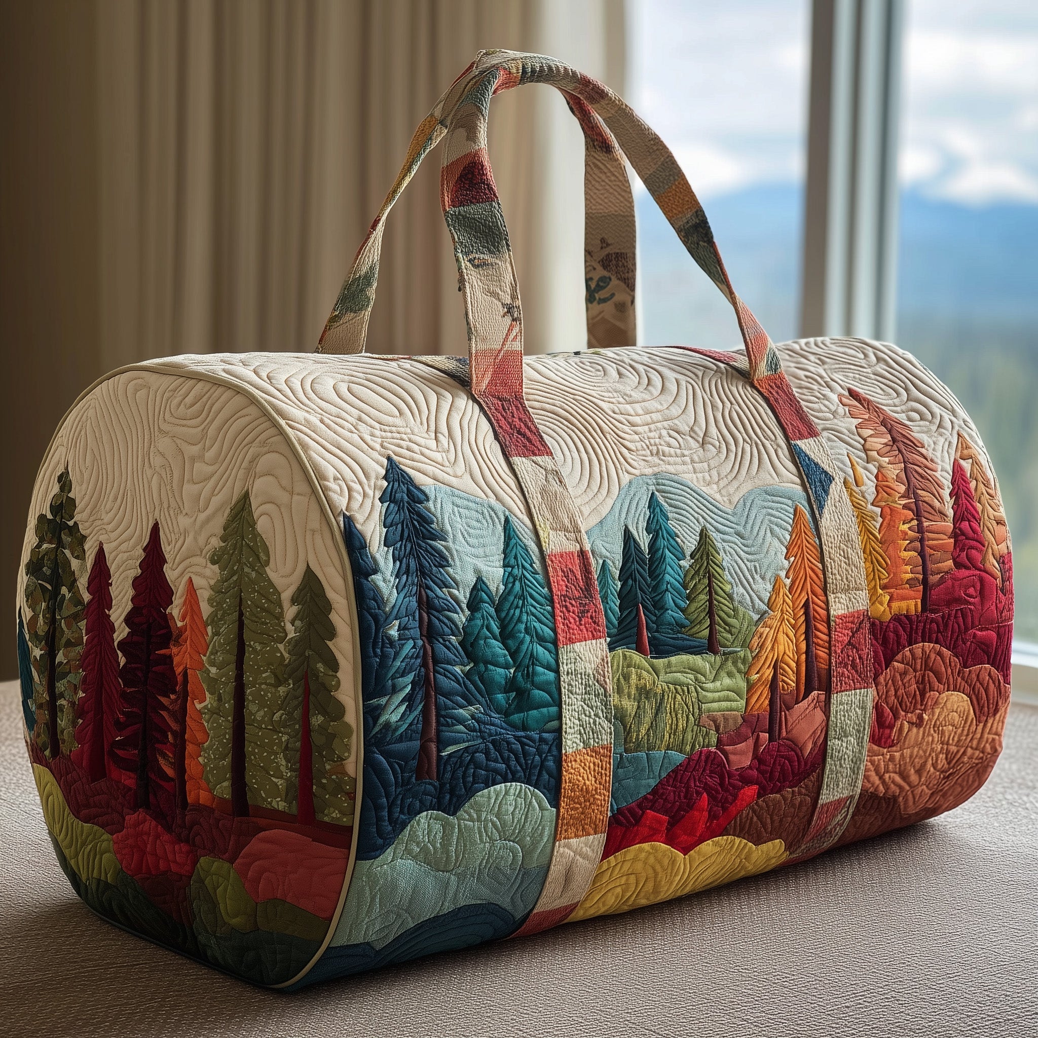 Forest Spirit Quilted Duffle Bag Easy To Clean Surface