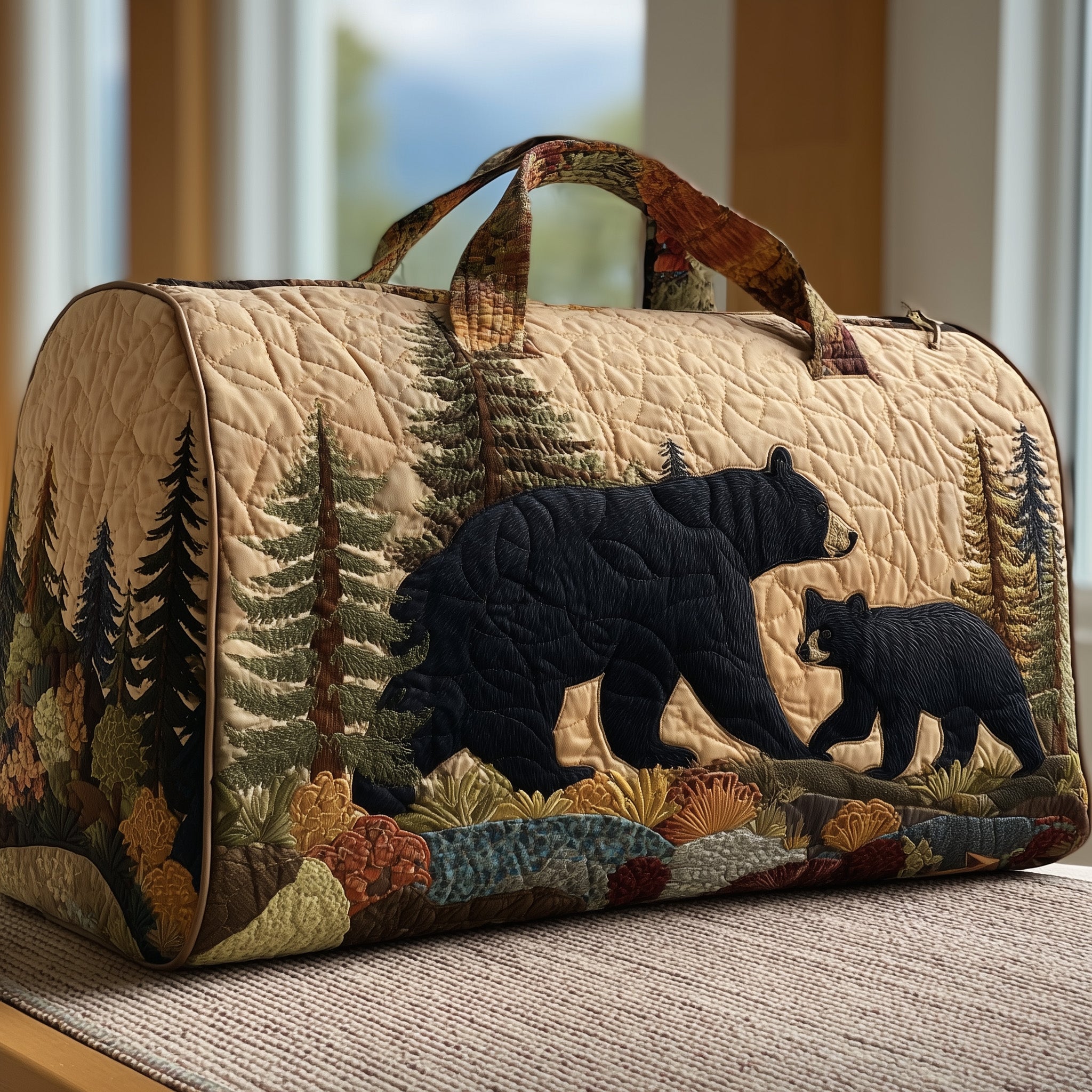 Forest Spirit Quilted Duffle Bag New Year Gift Idea