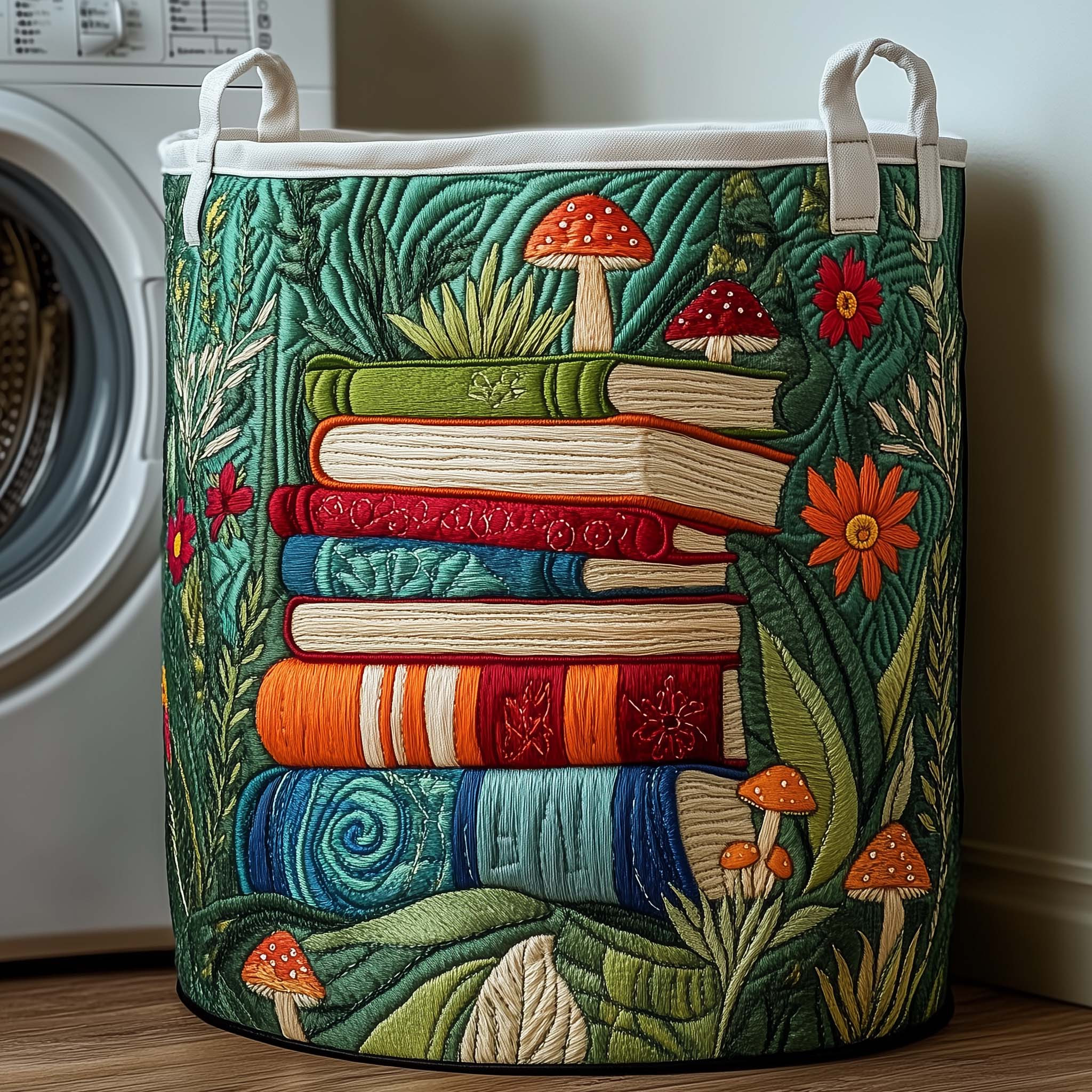 Forest Spirit Quilted Laundry Basket Book Themed Trendy Home Decor Gifts For Bookworms