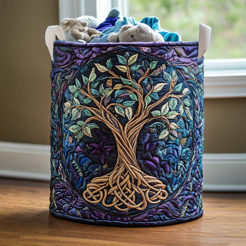 Forest Spirit Quilted Laundry Basket Holiday Merch Gift