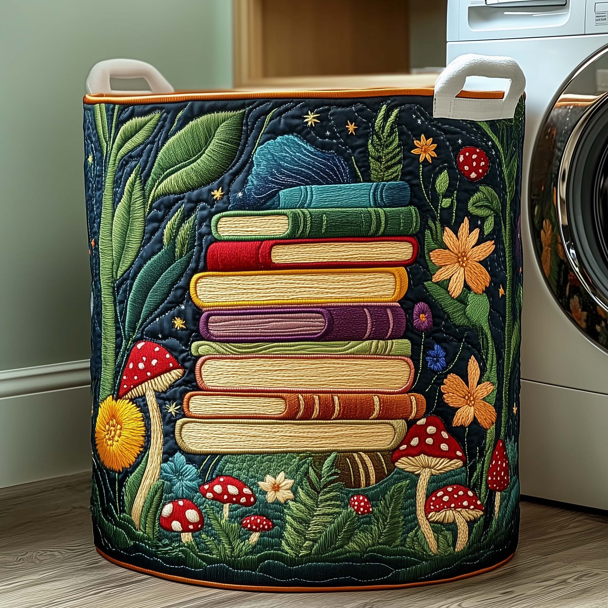 Forest Spirit Quilted Laundry Basket Natural Home Decor Book Gifts For Friends