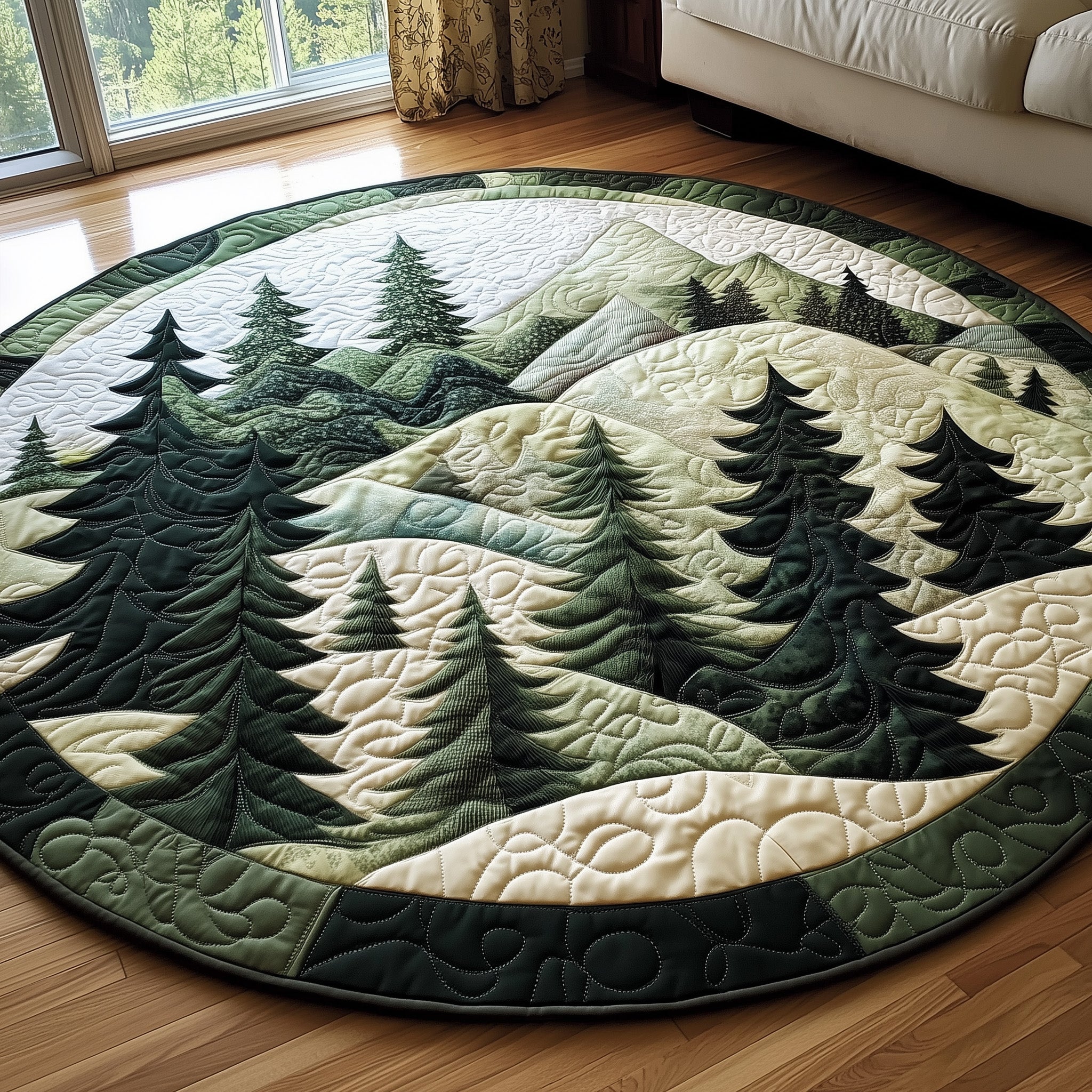 Forest Spirit Quilted Round Mat Durable Quilted Round Mat for Everyday Use