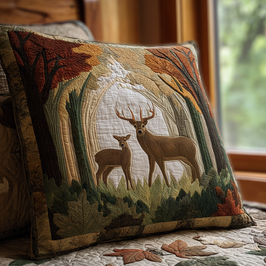 Forest Stag Quilted Pillow Case Best Cool Pillow Cases Christmas Presents For Deer Hunters