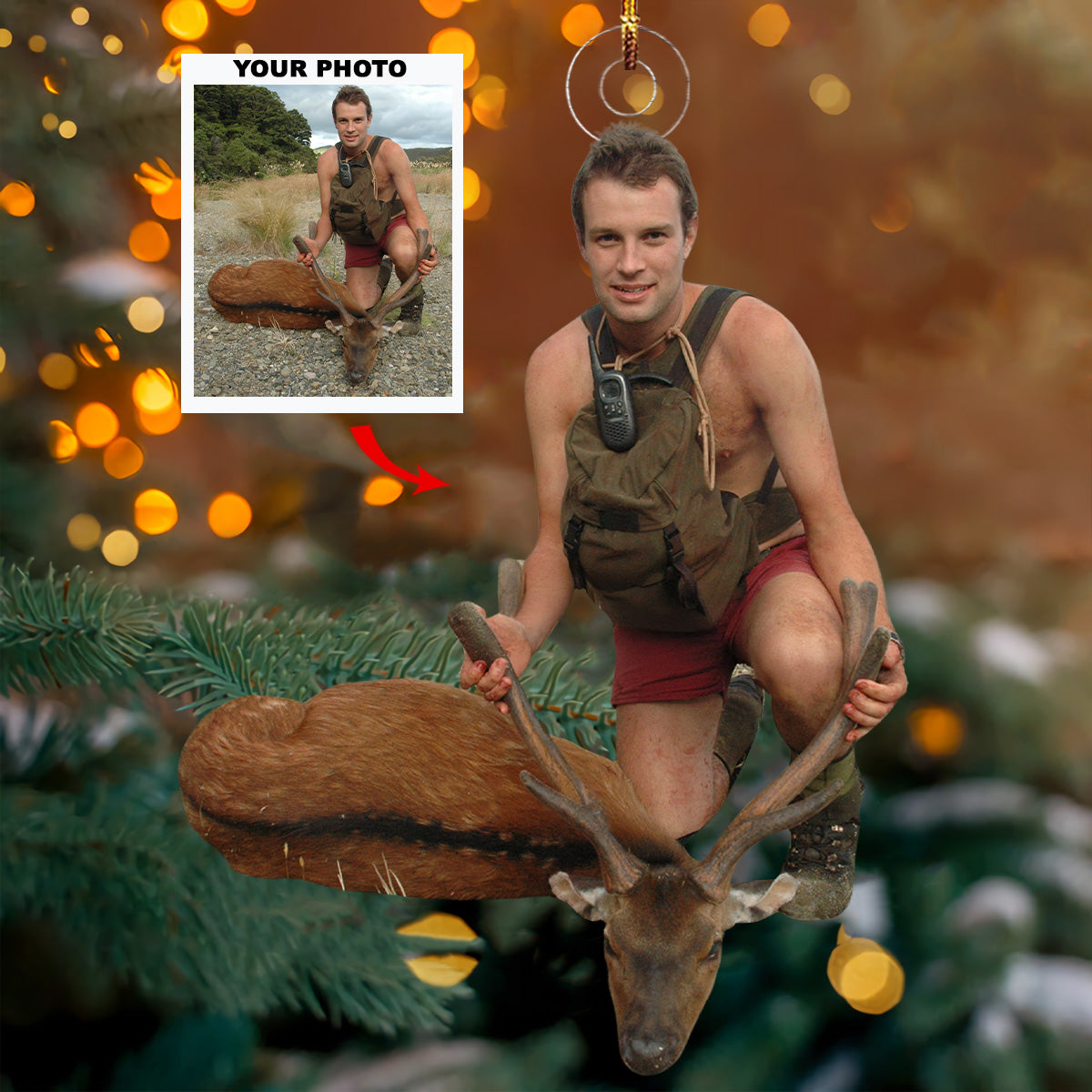 Forest Stalker Personalized Photo Mica Ornament Gift For Hunters Hunting Lovers