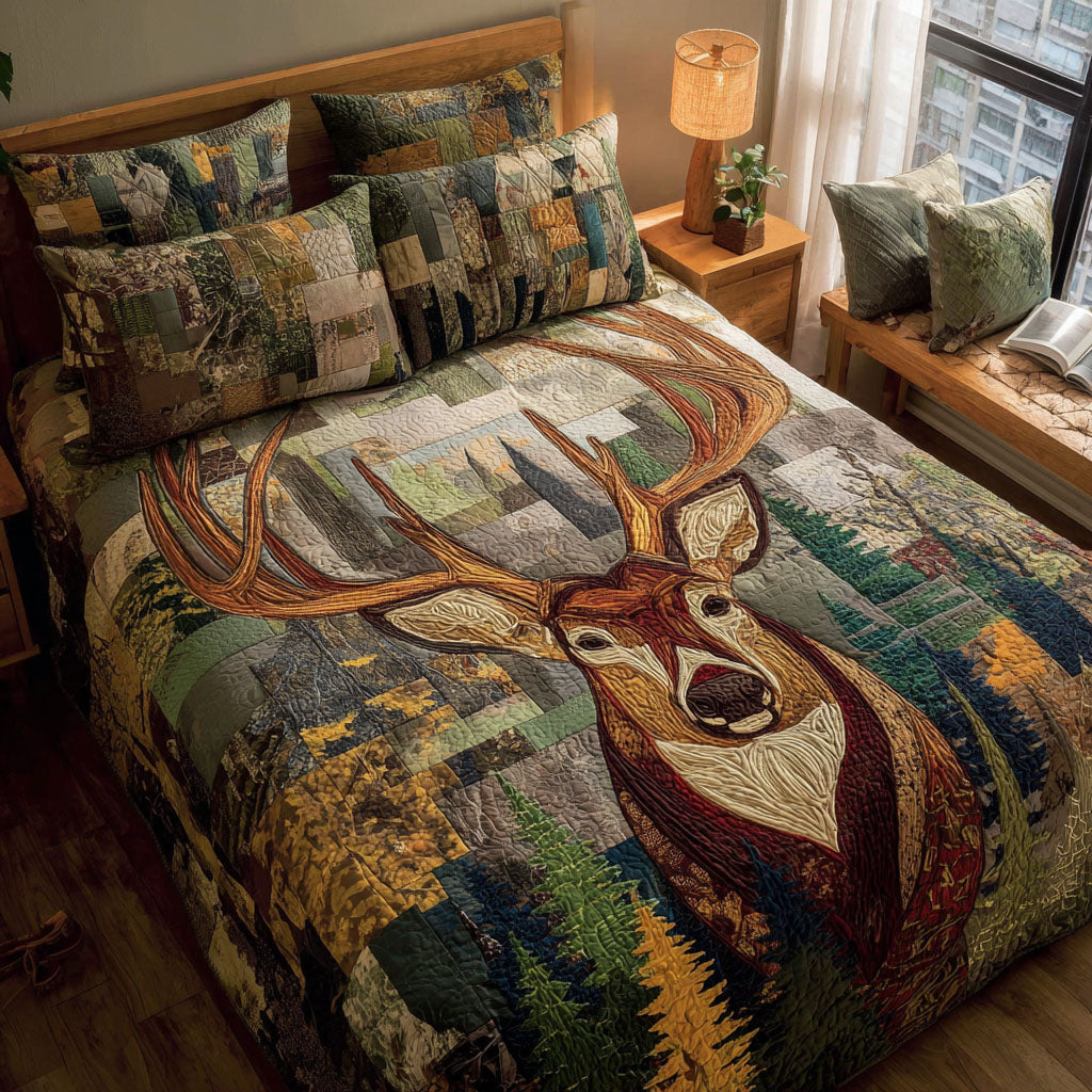 Forest Stalker Quilted Bedding Set Bed Decorations Cool Gifts For Deer Hunters