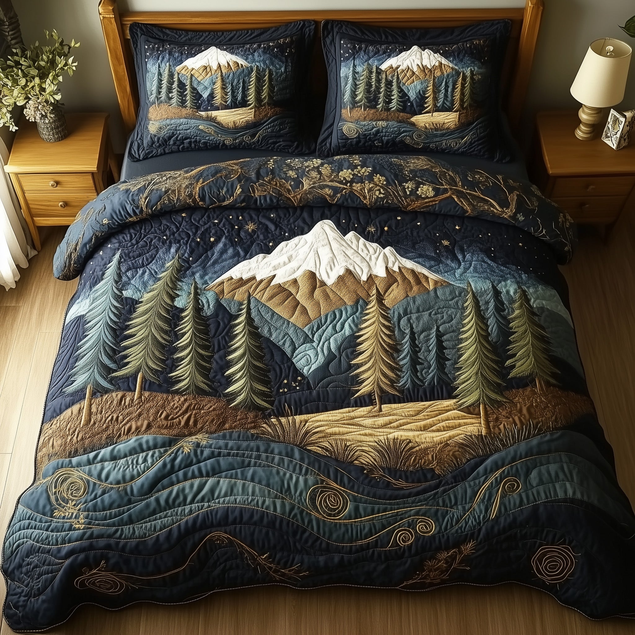 Forest Story Quilted Bedding Set Duvet Cover Bed Sheet Christmas Gifts For Sister In Law