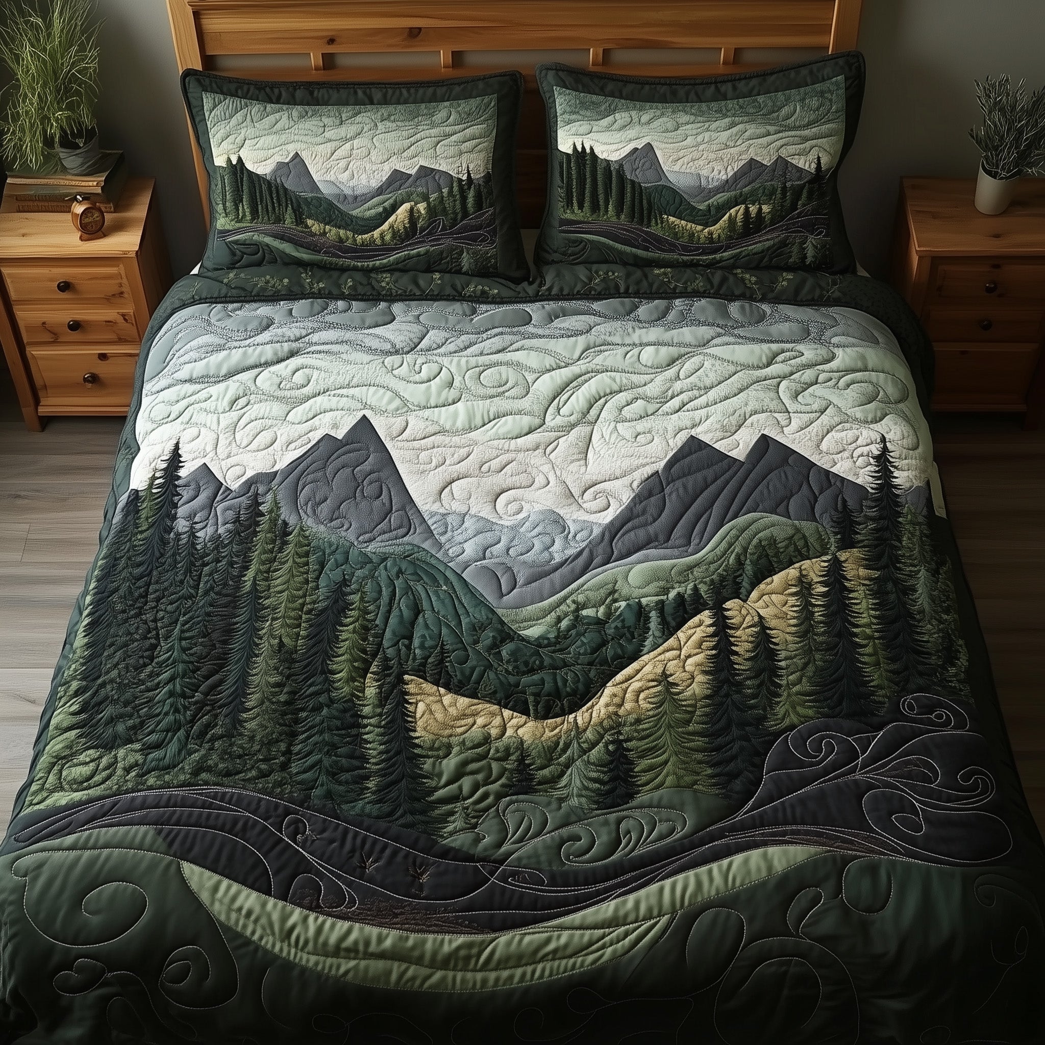 Forest Story Quilted Bedding Set Duvet Cover Bed Sheet Family Xmas Gift Baskets