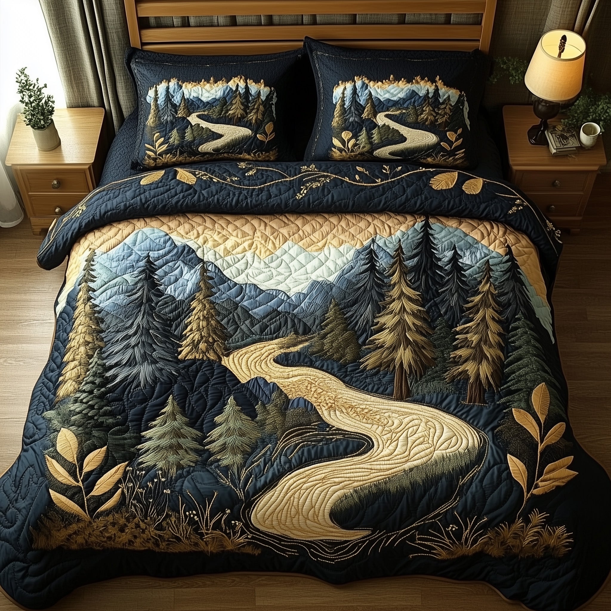 Forest Story Quilted Bedding Set Duvet Cover Bed Sheet Good Family Christmas Present