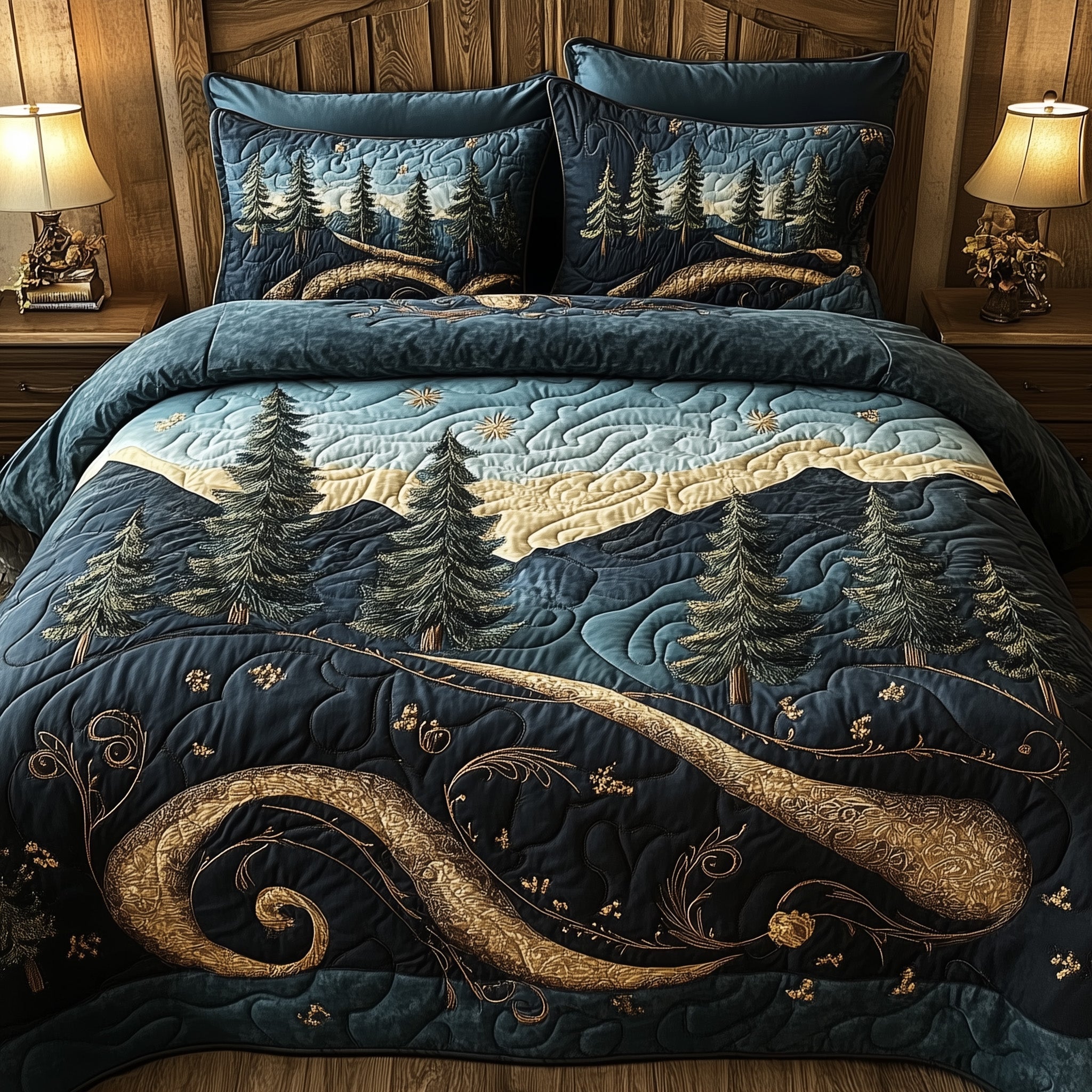 Forest Story Quilted Bedding Set Duvet Cover Bed Sheet Good Family Gifts For Christmas
