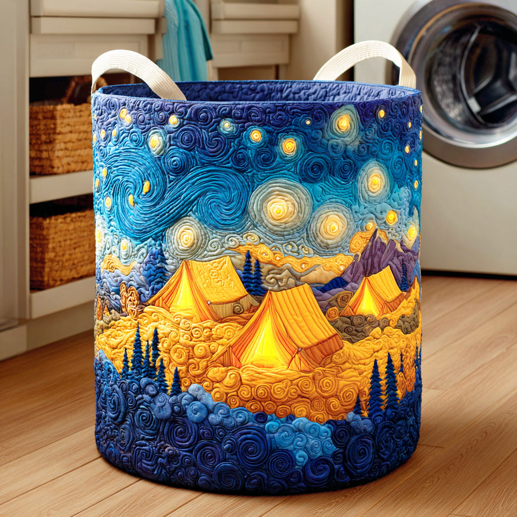 Forest Tent Quilted Laundry Basket Father's Day Merch Gift