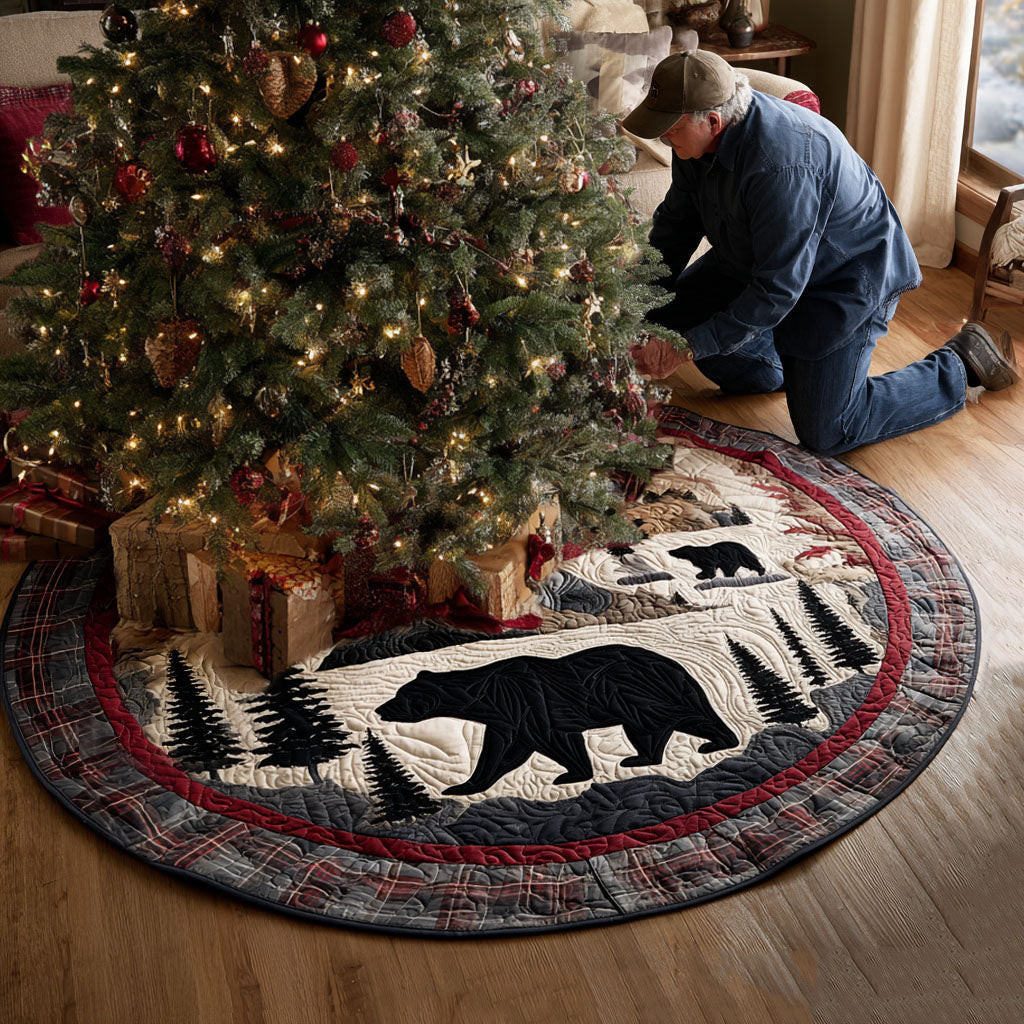 Forest Tracker Plaid Christmas Quilted Tree Skirt Christmas Decor Bear Owner Xmas Gifts