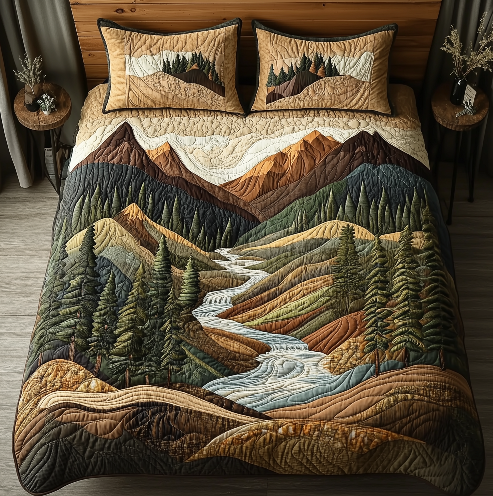 Forest Trail Quilted Bedding Set Bed Decorations Unique Gifts For Nature Lovers