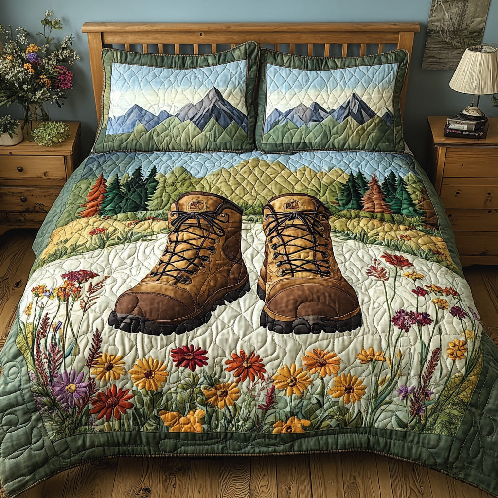 Forest Trek Quilted Bedding Set Christmas Duvet Sets Unique Gifts For Hikers