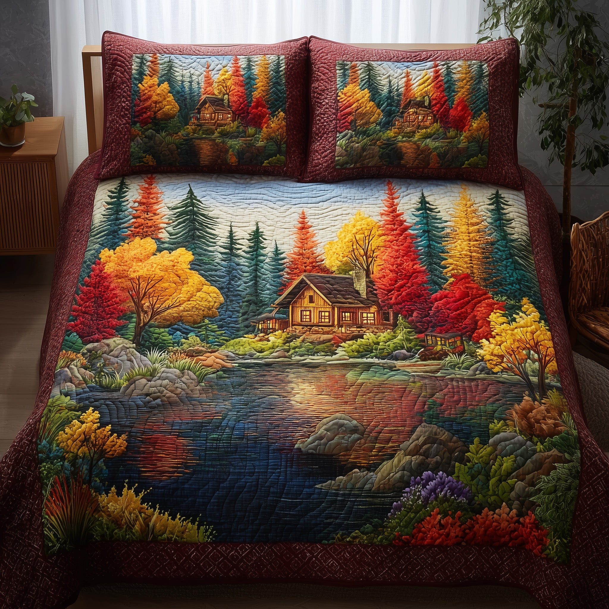 Forest Vibe Quilted Bedding Set Holiday Gift