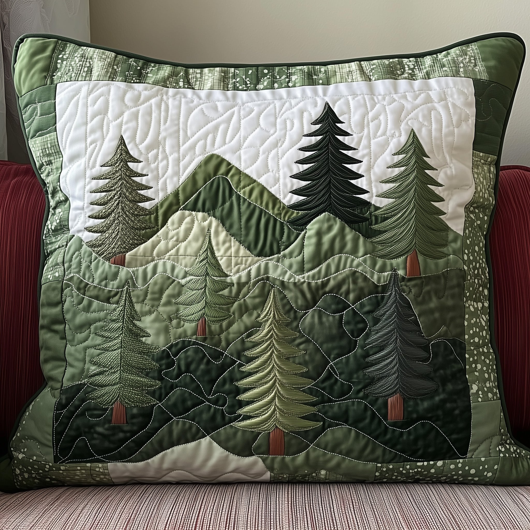 Forest Vibe Quilted Pillow Case Decorative Pillow Cover MerchGifts For Grandma And Grandpa Christmas